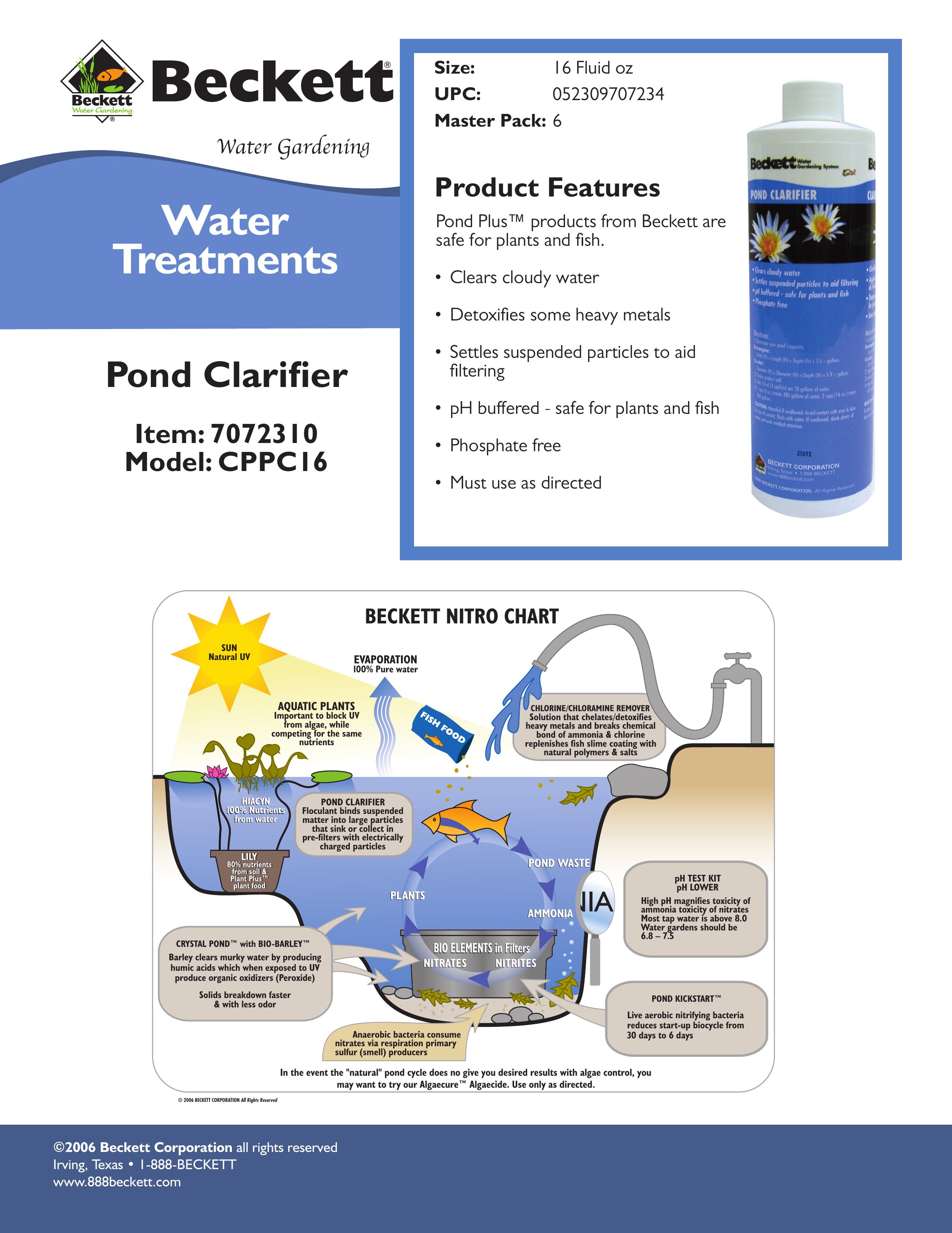 Beckett Water Gardening CPPC16 Outdoor Fountain User Manual