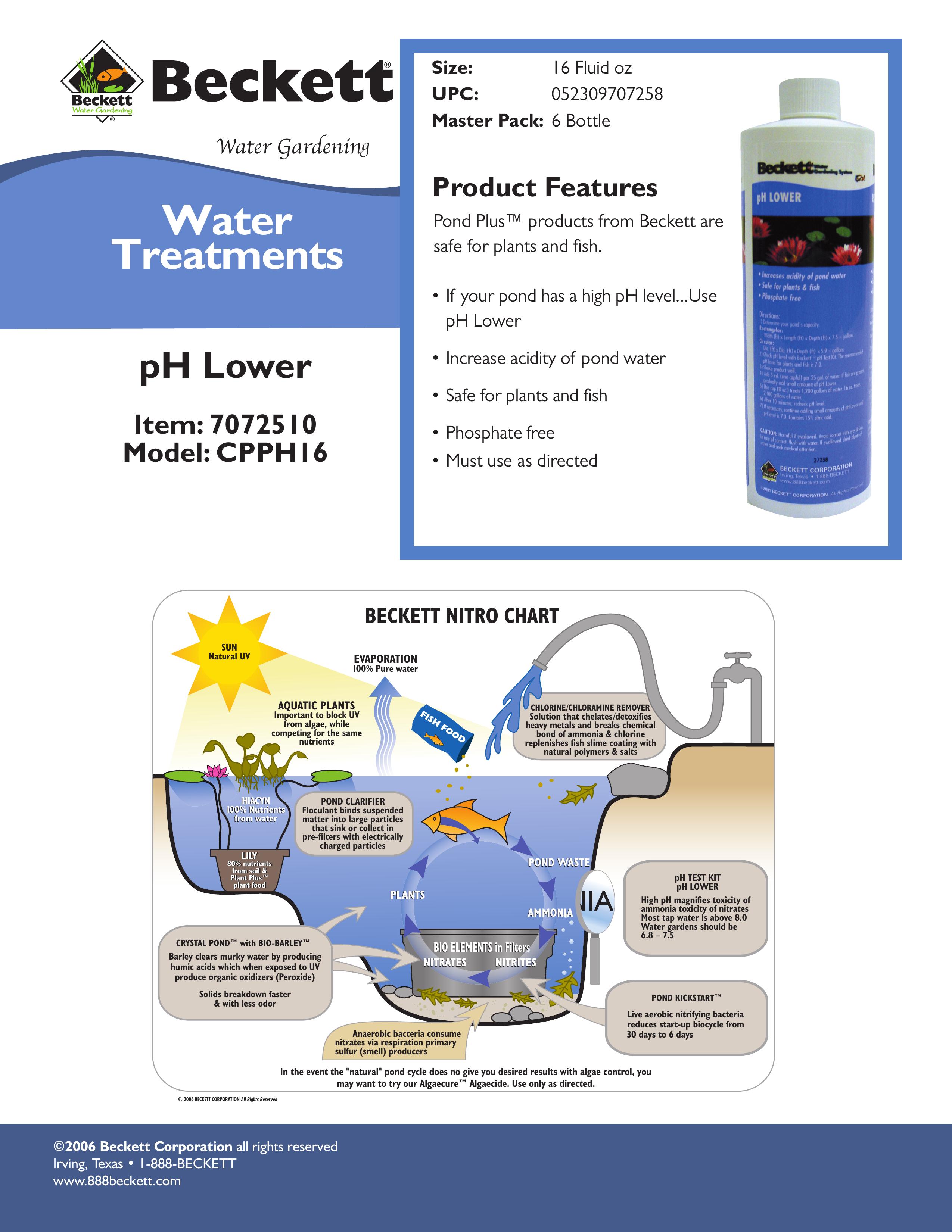 Beckett Water Gardening CPPH16 Outdoor Fountain User Manual