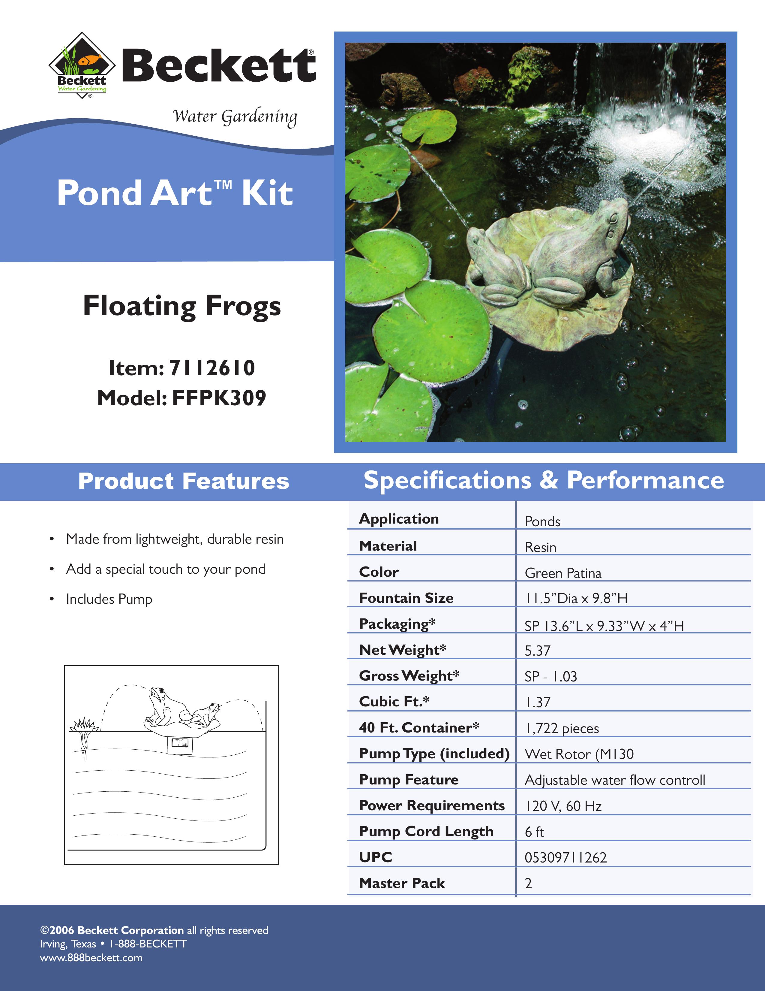 Beckett Water Gardening FFPK309 Outdoor Fountain User Manual