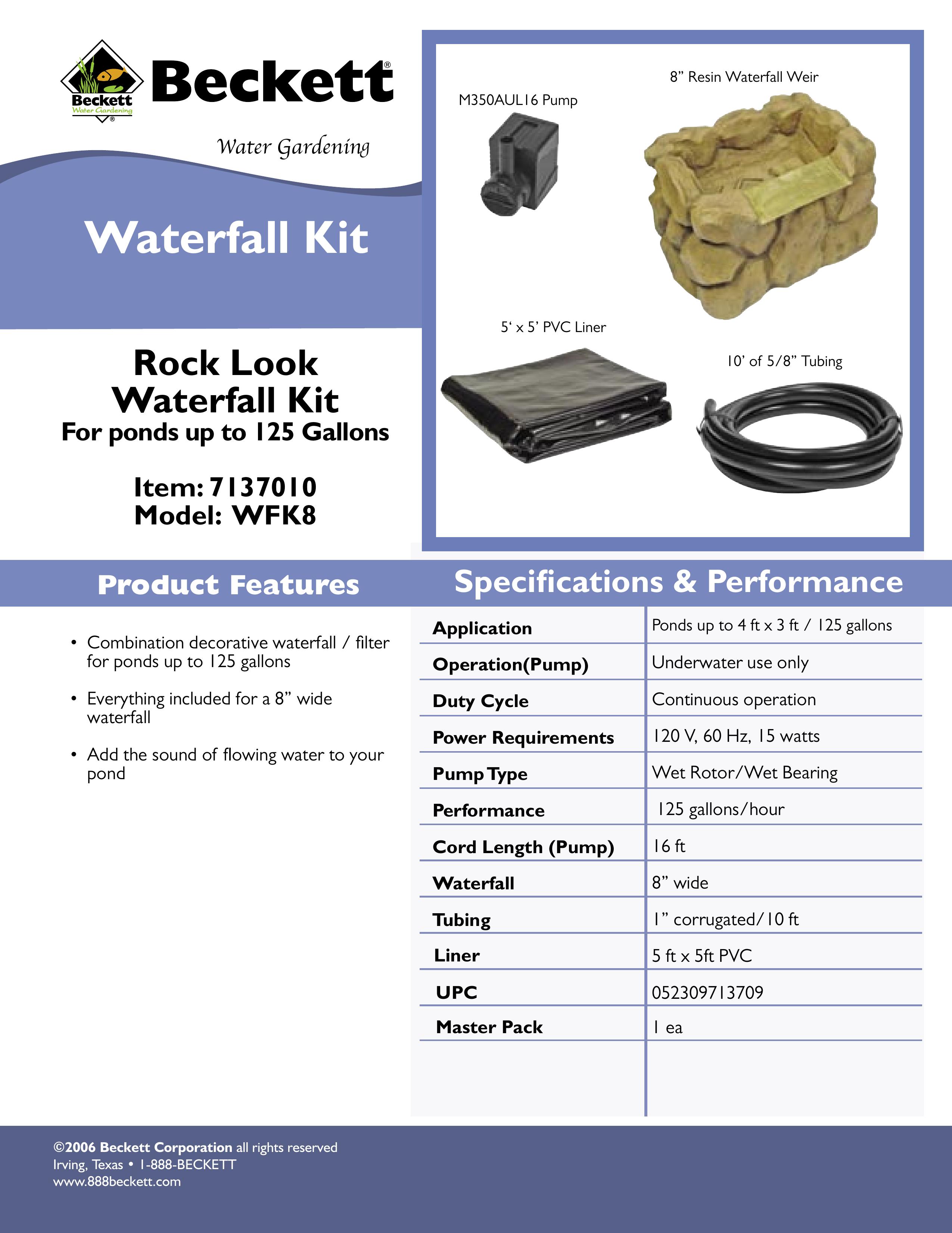 Beckett Water Gardening WFK8 Outdoor Fountain User Manual