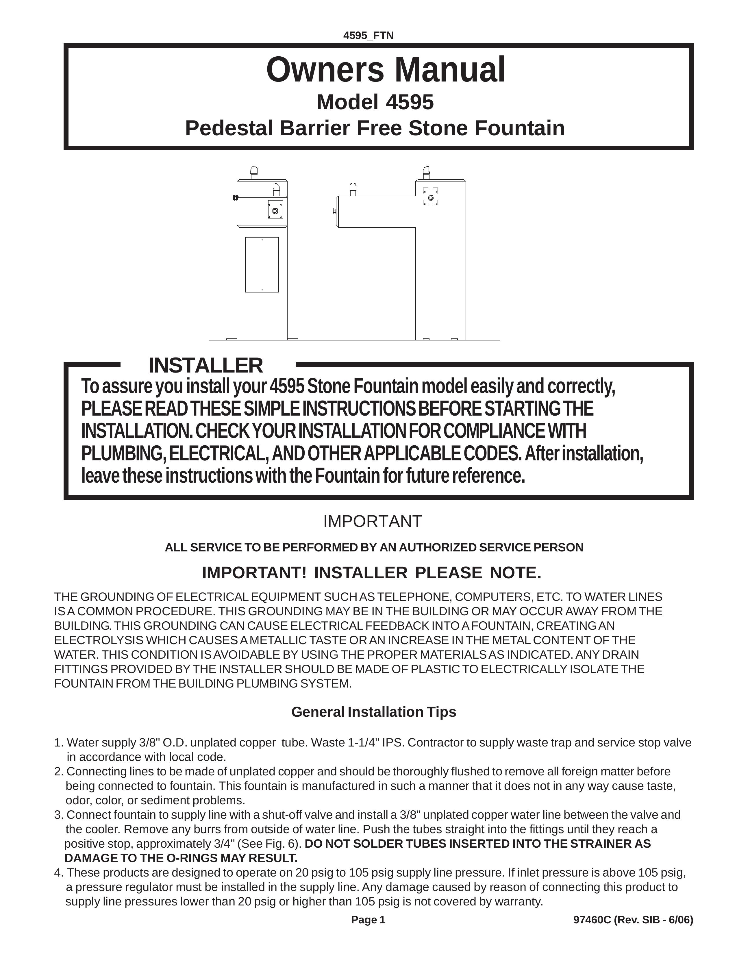 Elkay 4595 Outdoor Fountain User Manual