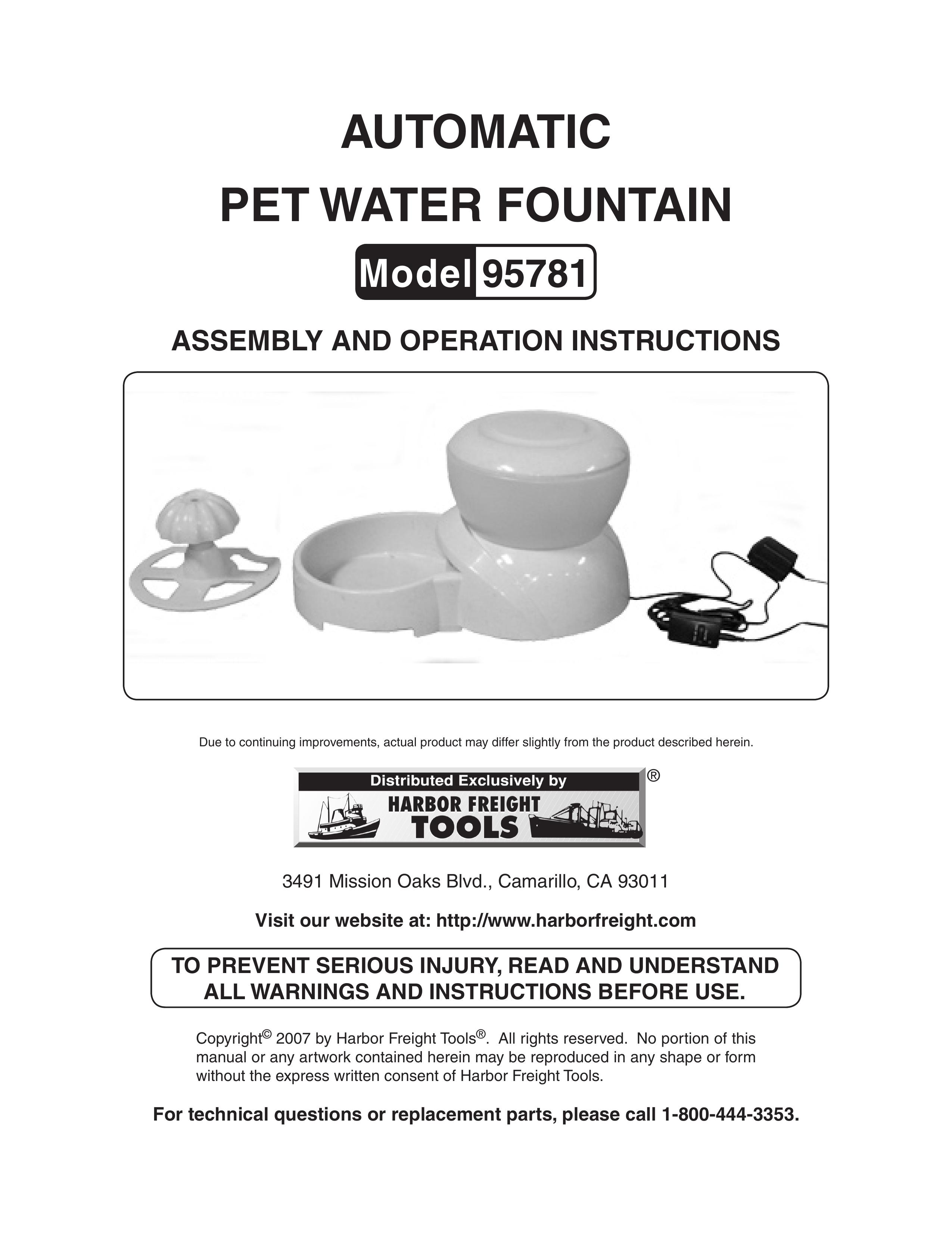 Harbor Freight Tools 95781 Outdoor Fountain User Manual