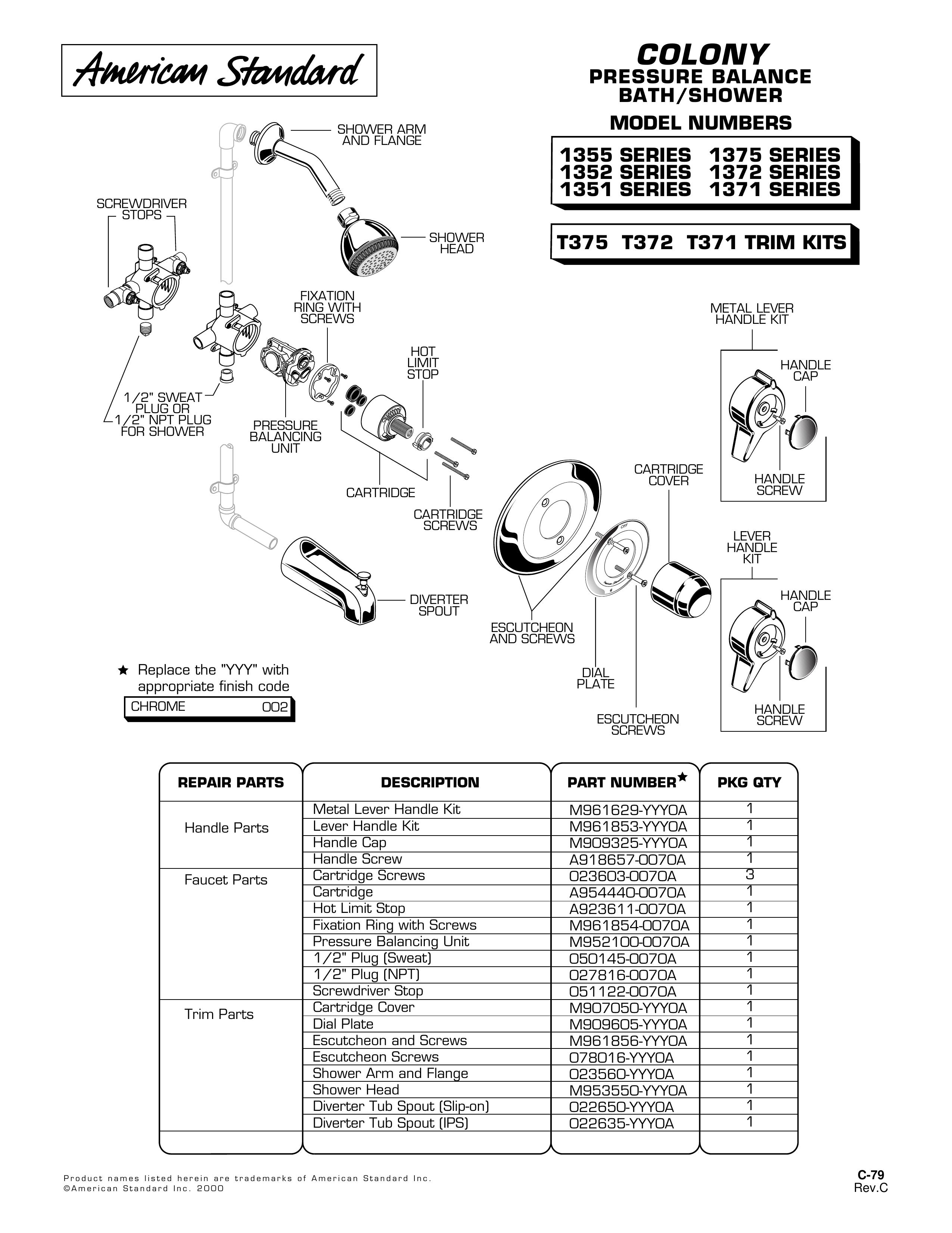 American Standard 1351 SERIES Outdoor Shower User Manual