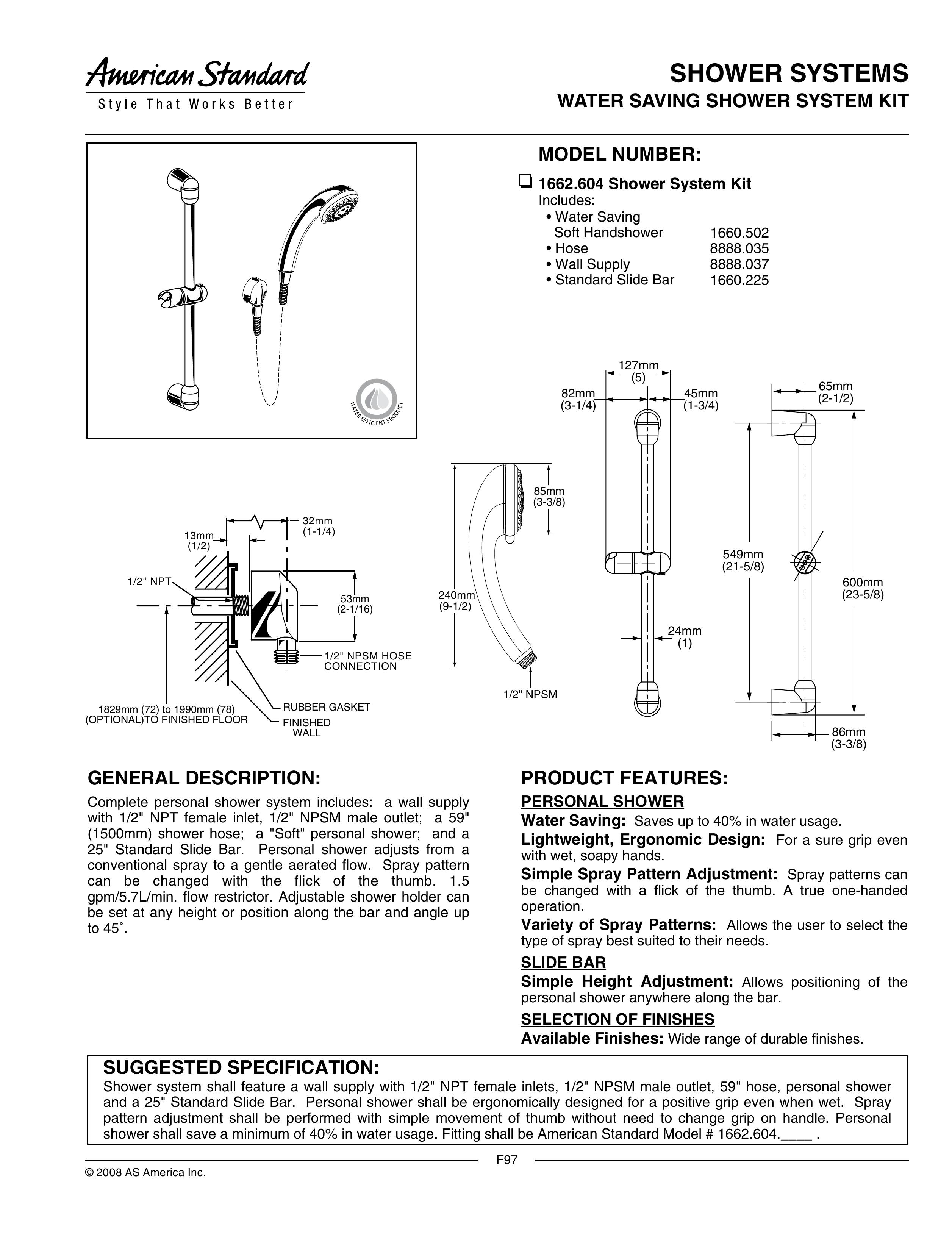 American Standard 1660.502 Outdoor Shower User Manual