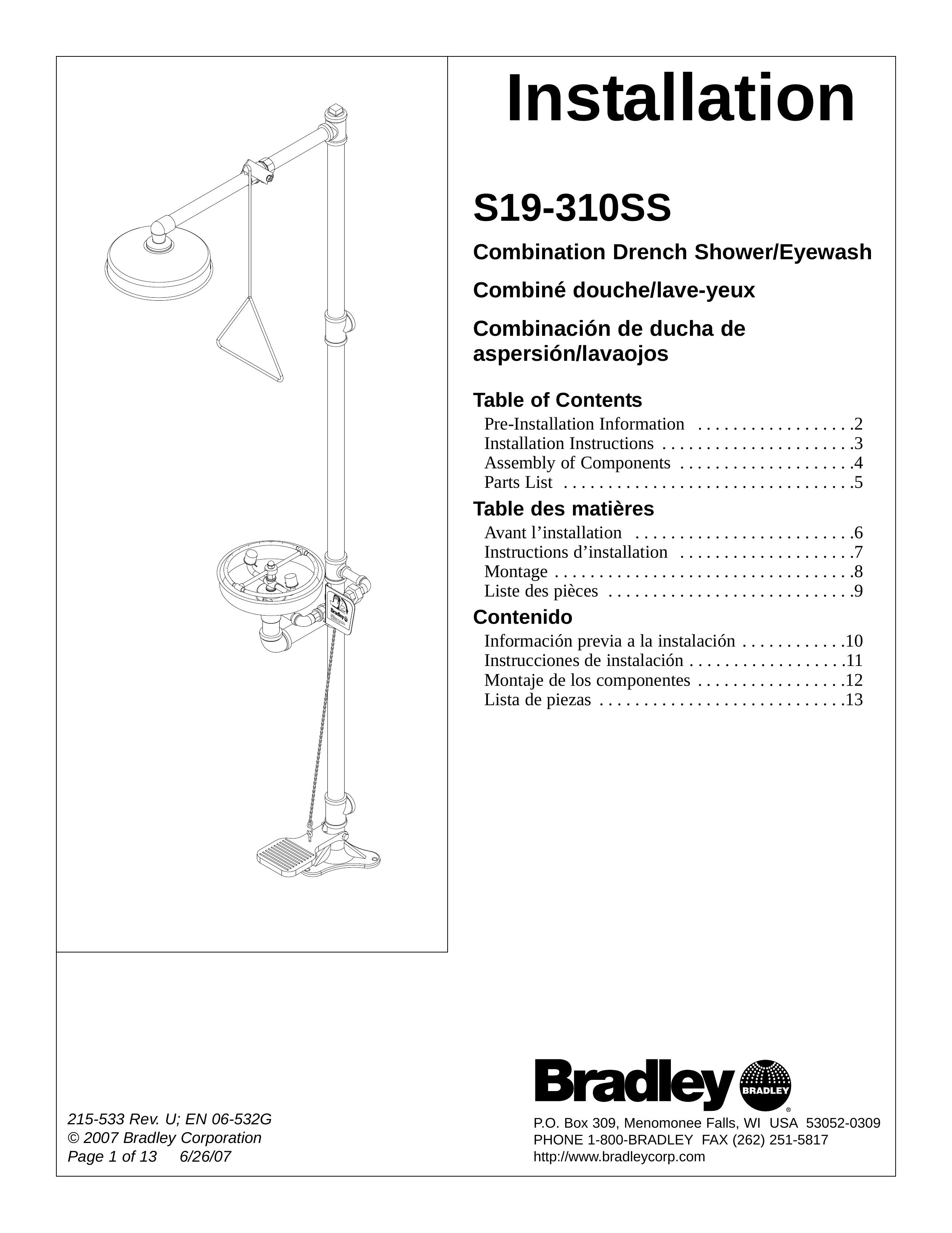 Bradley Smoker S19-310SS Outdoor Shower User Manual