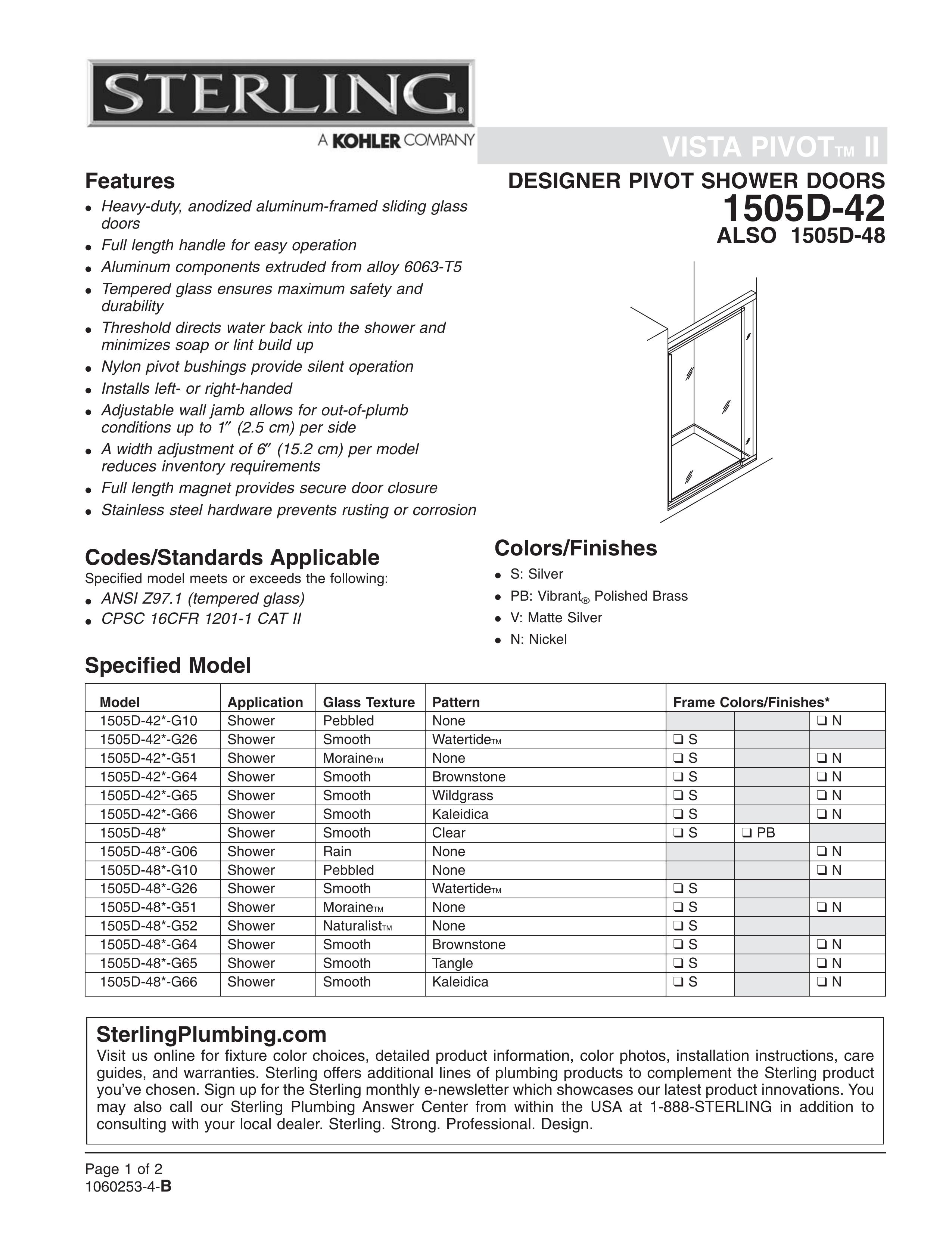 Sterling Plumbing 1505D-42 Outdoor Shower User Manual