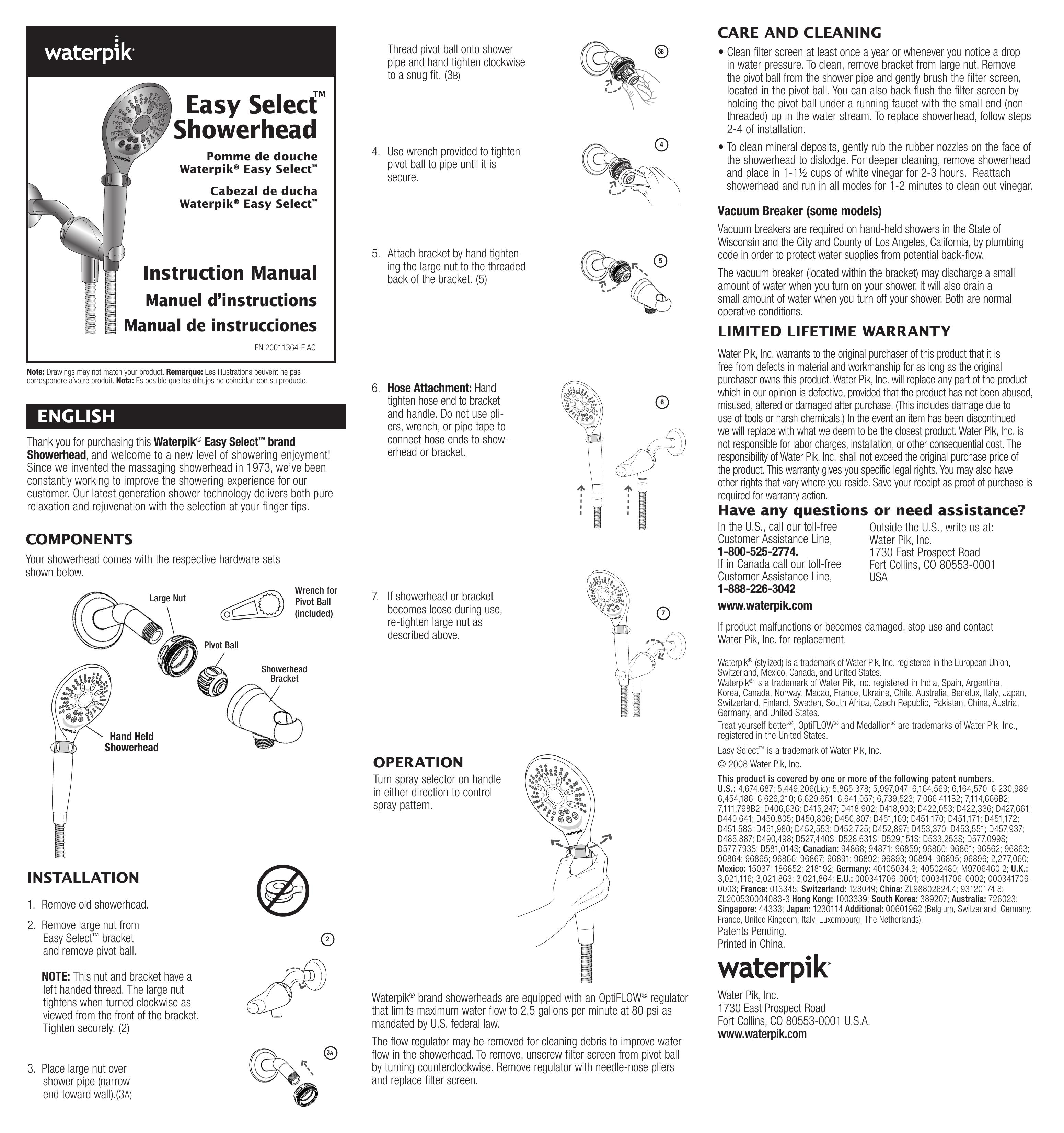 Waterpik Technologies FN 20011364-F AC Outdoor Shower User Manual