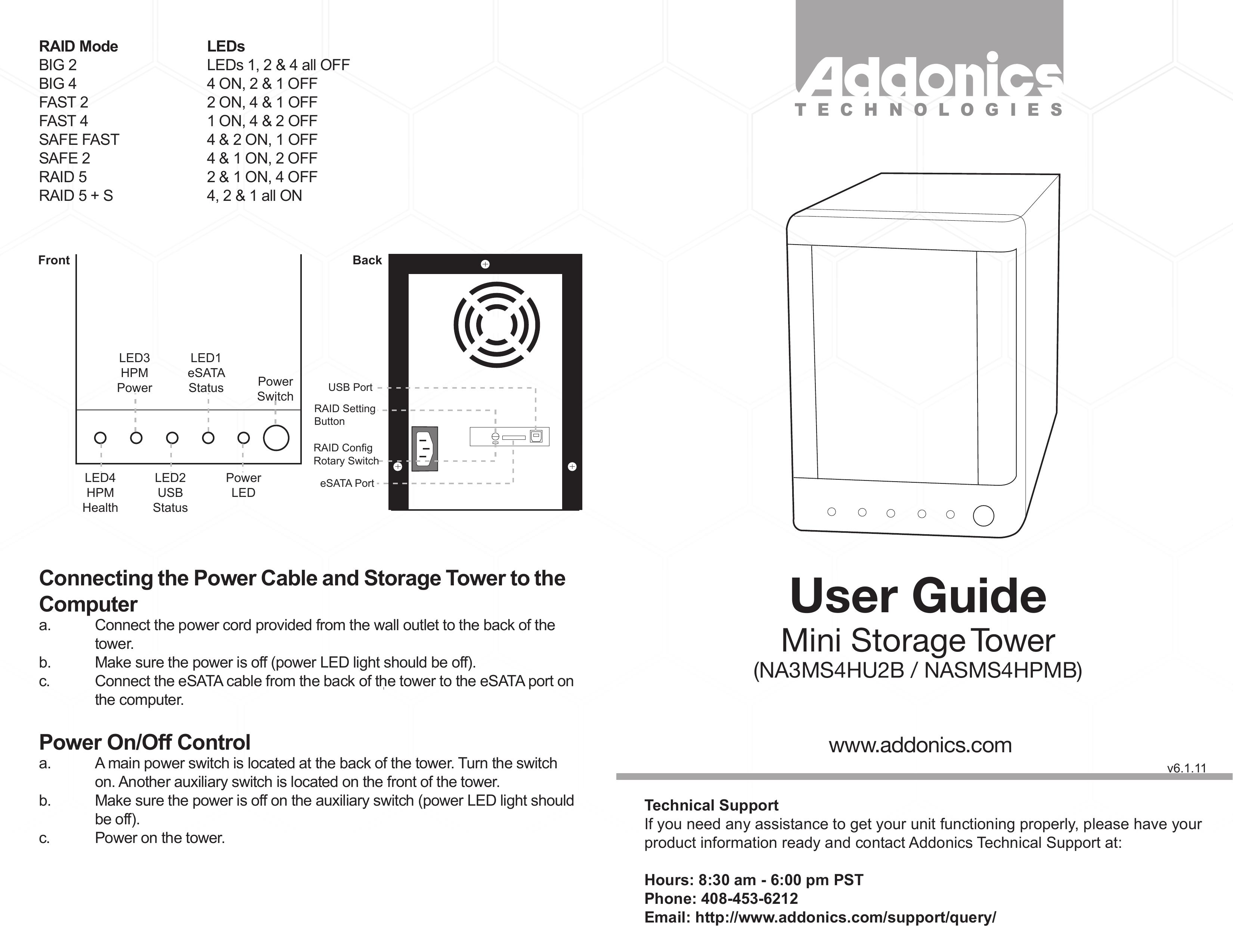 Addonics Technologies NA3MS4HU2B Outdoor Storage User Manual