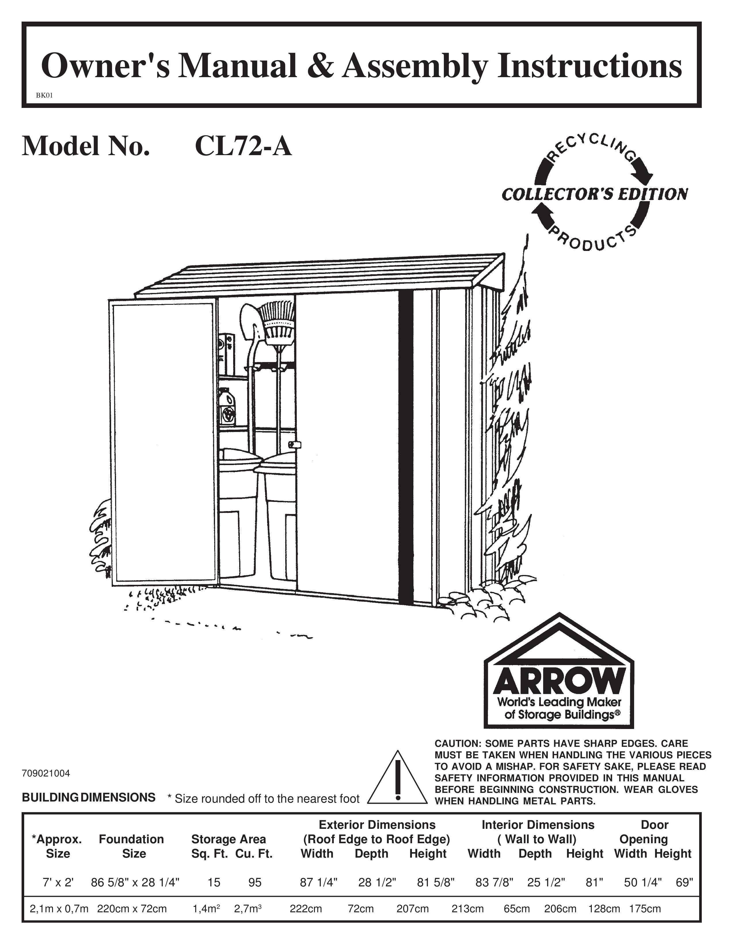 Arrow Plastic CL72-A Outdoor Storage User Manual