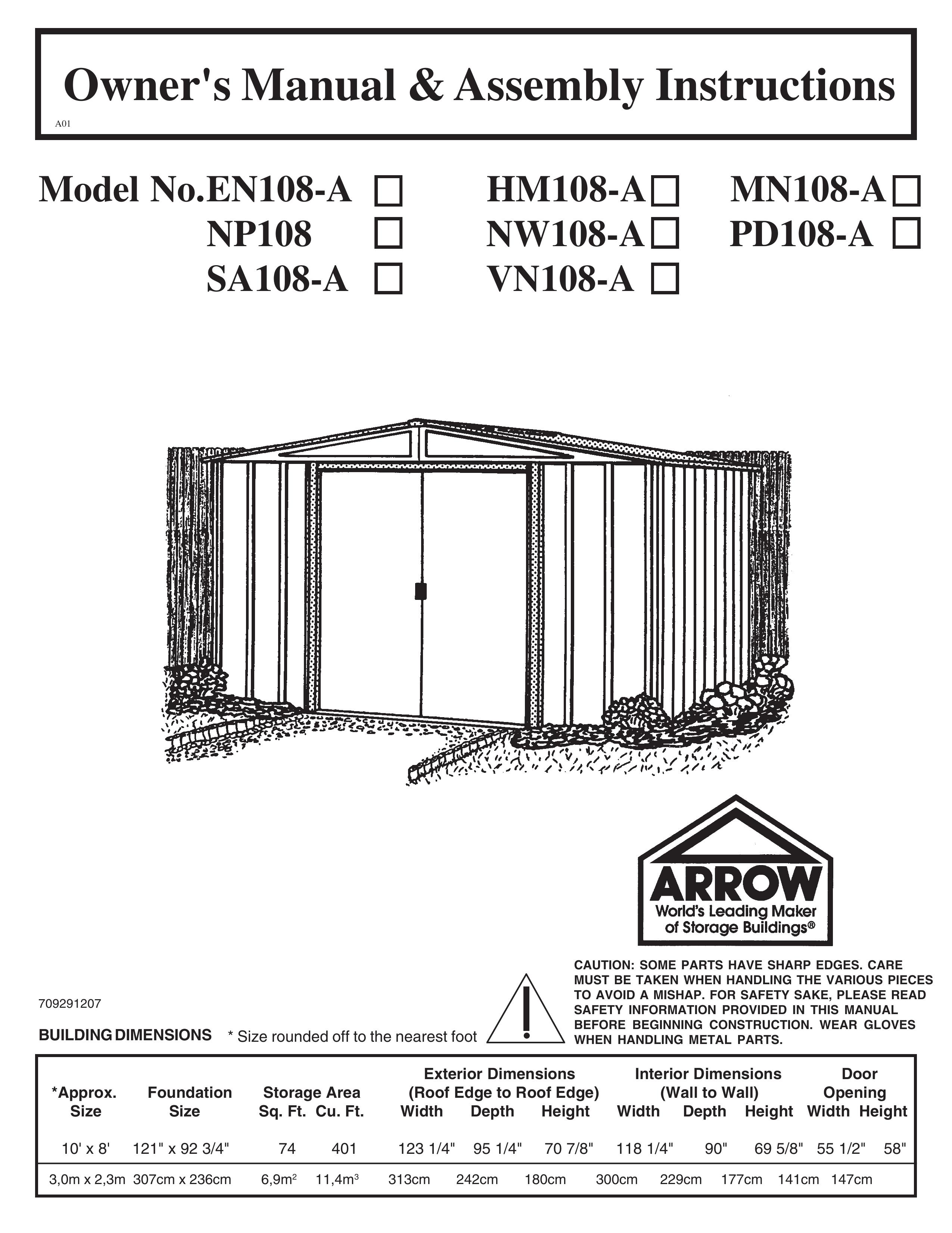 Arrow Plastic SA108-A Outdoor Storage User Manual