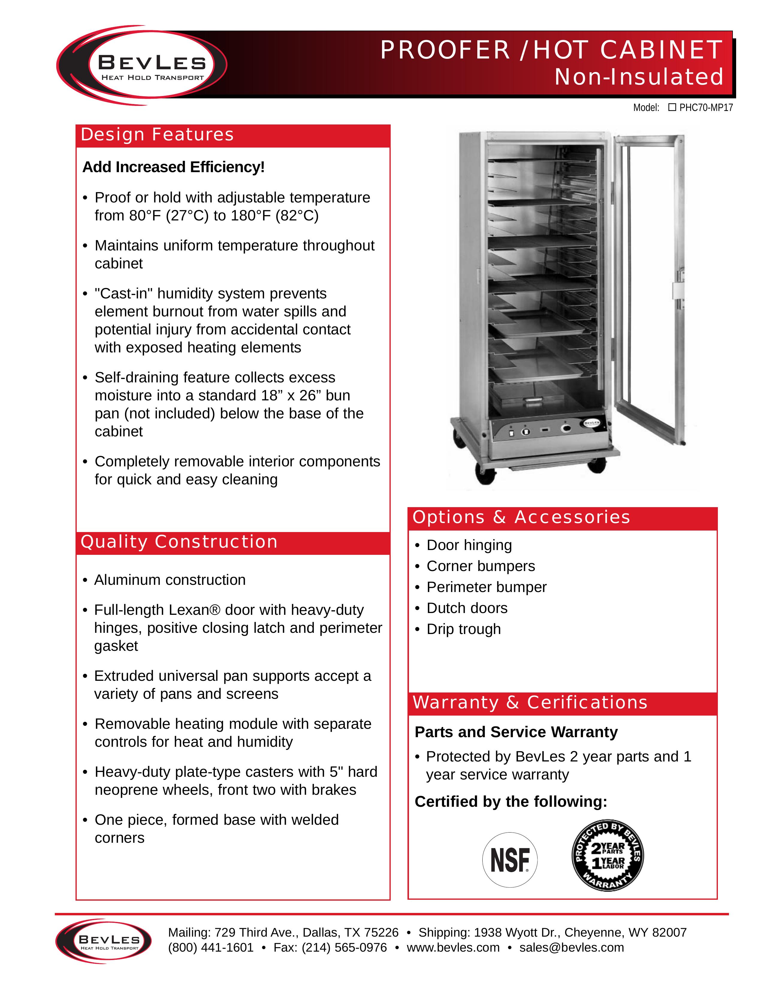 Bakers Pride Oven PHC70-MP17 Outdoor Storage User Manual