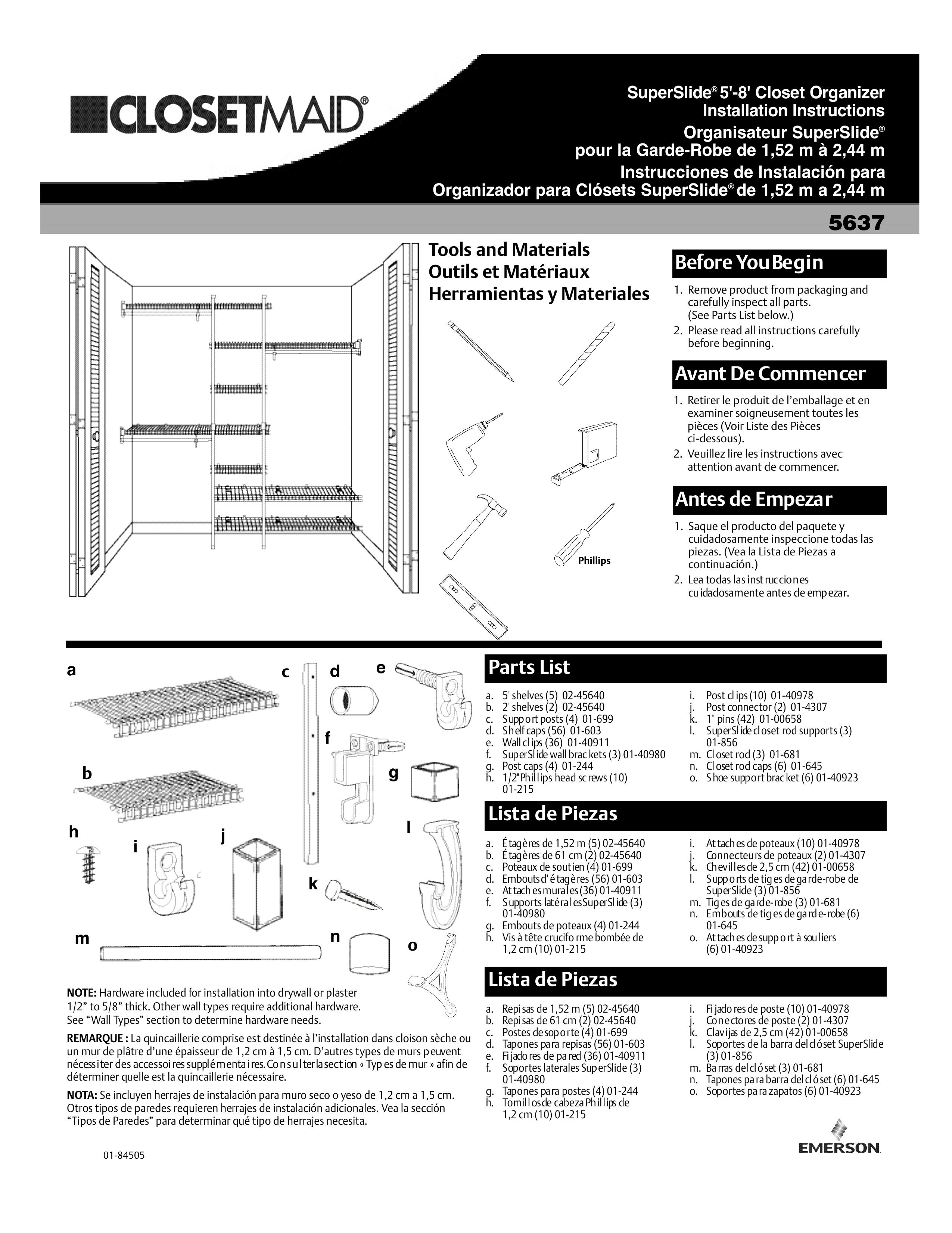 Emerson 5637 Outdoor Storage User Manual
