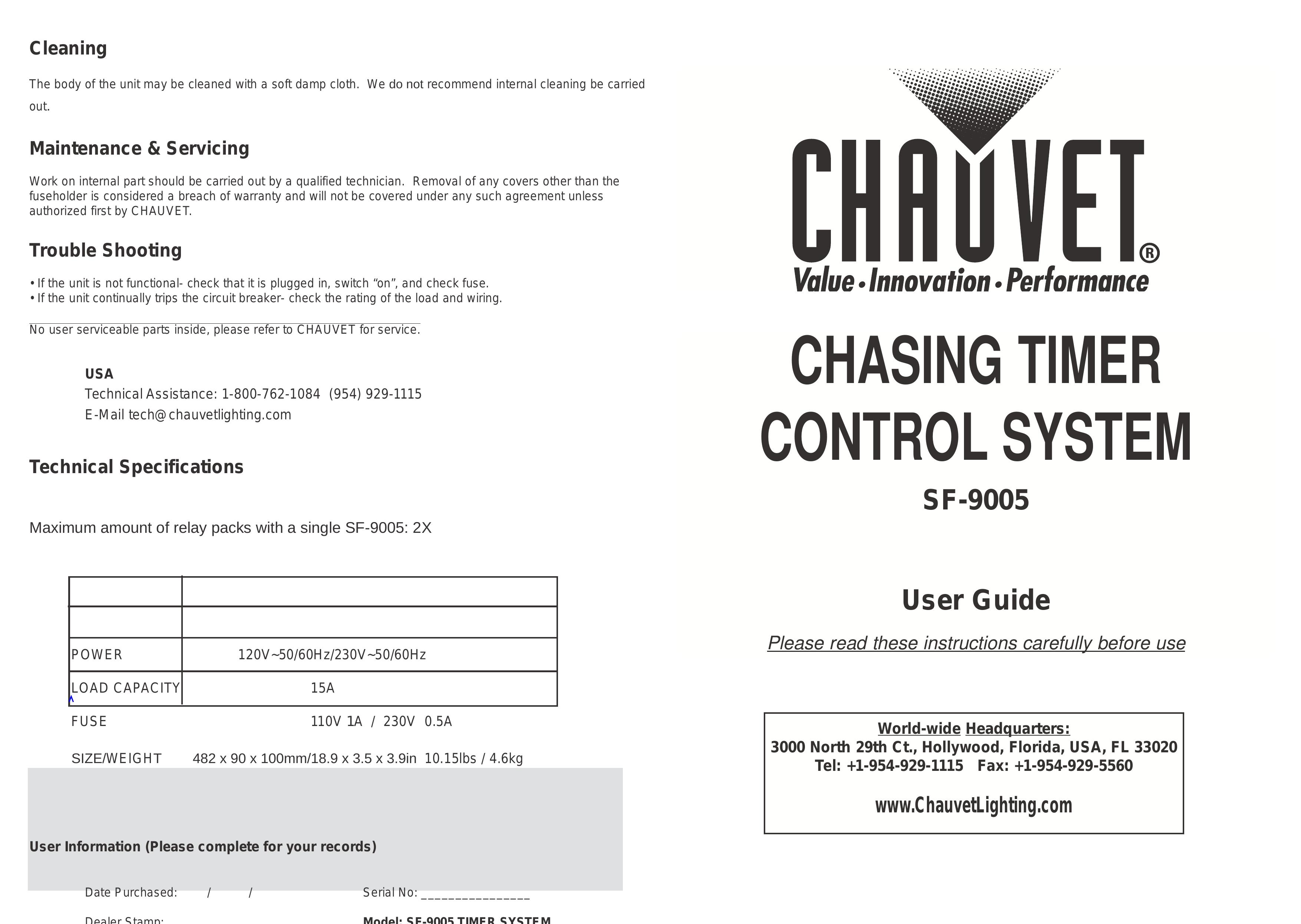 Chauvet SF-9005 Outdoor Timer User Manual