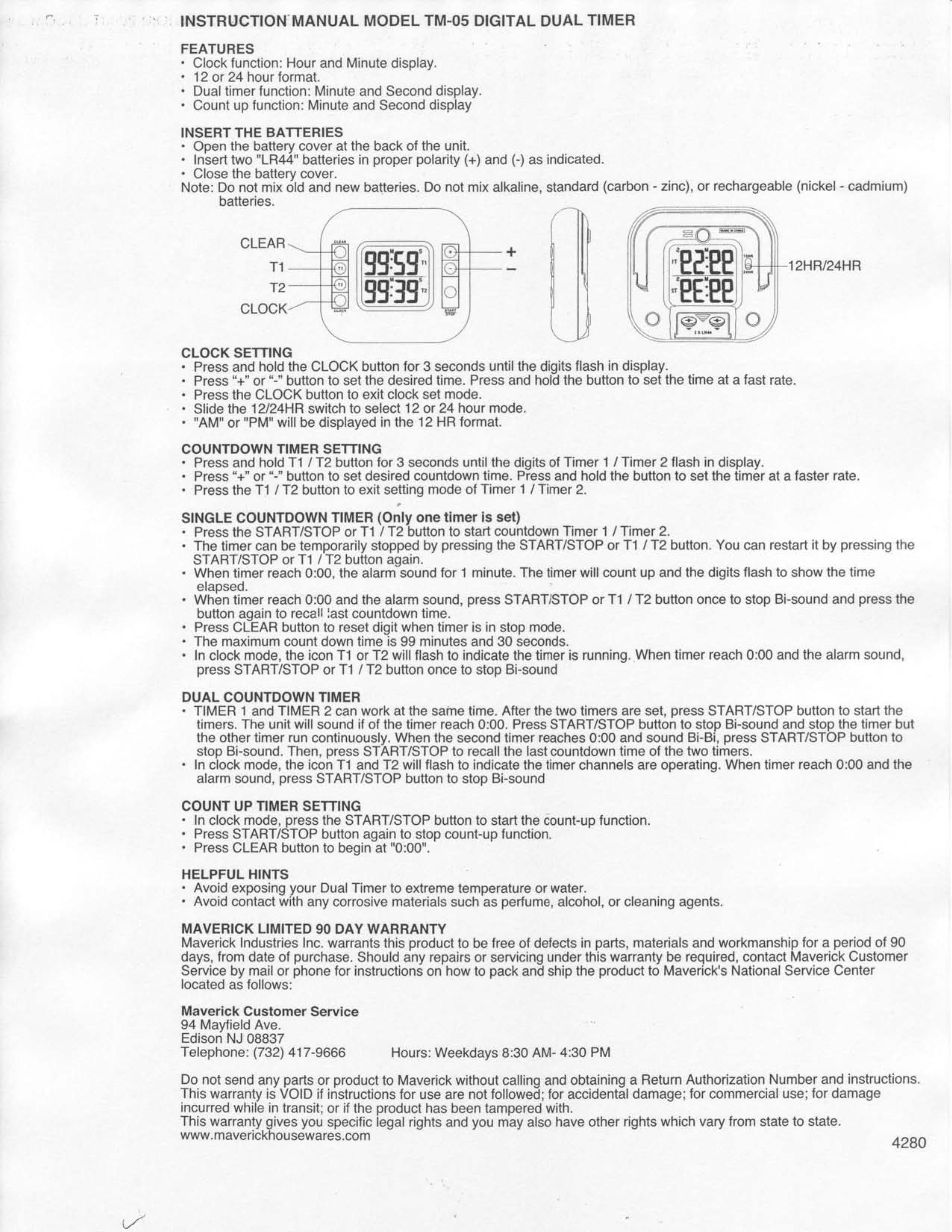 TIMEX Weather Products TM05 Outdoor Timer User Manual