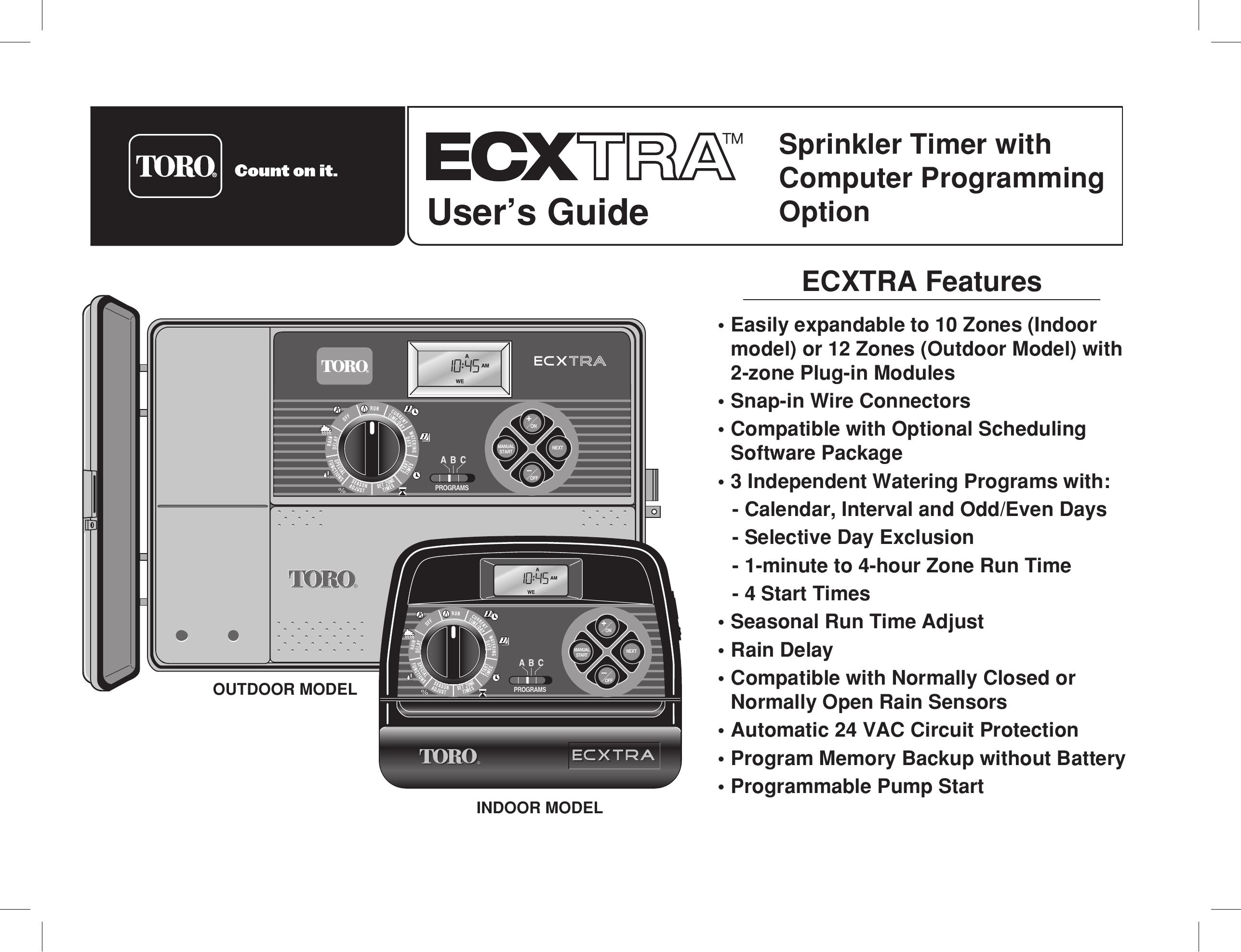Toro ECXTRA Outdoor Timer User Manual