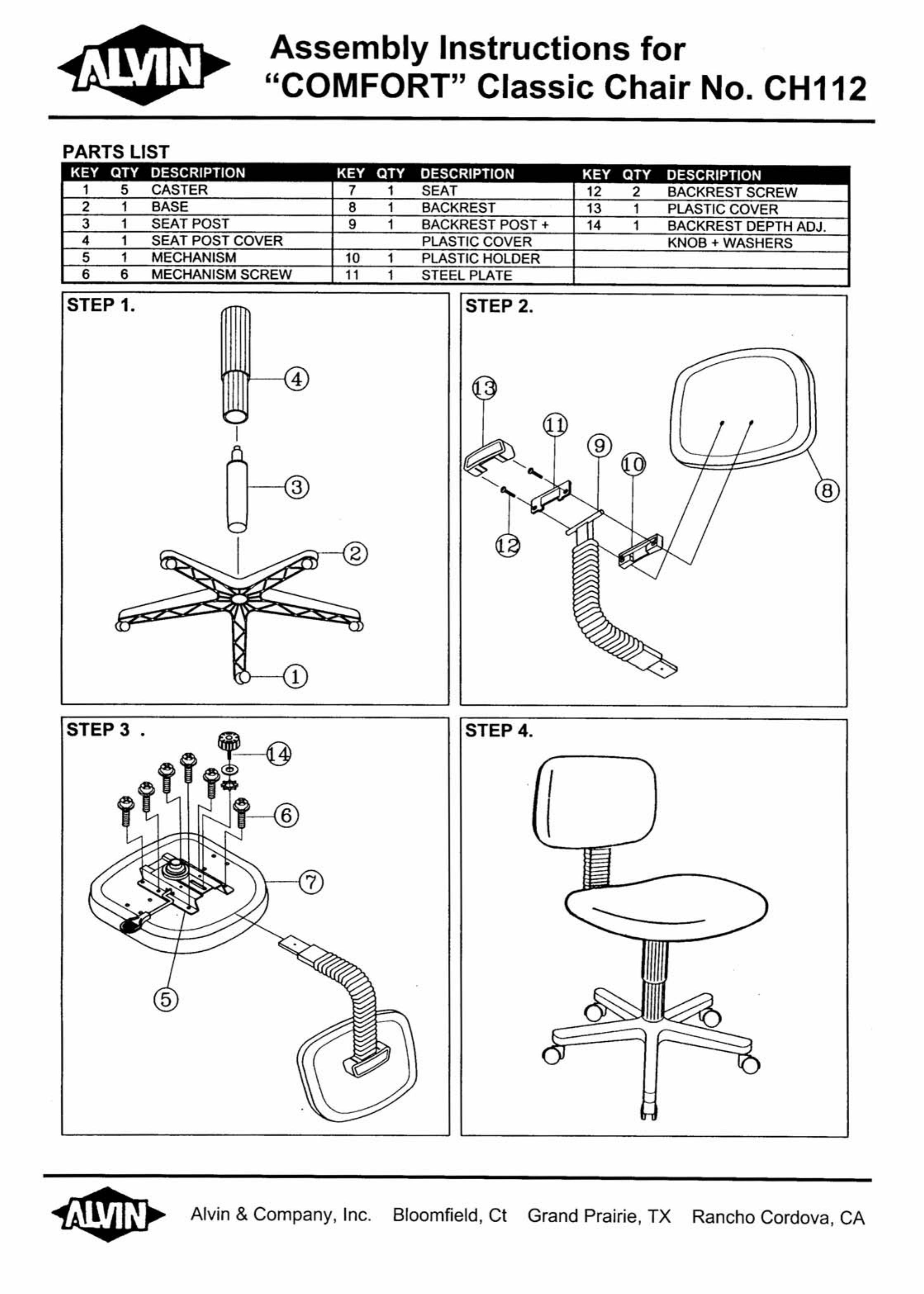 Alvin CH112 Patio Furniture User Manual