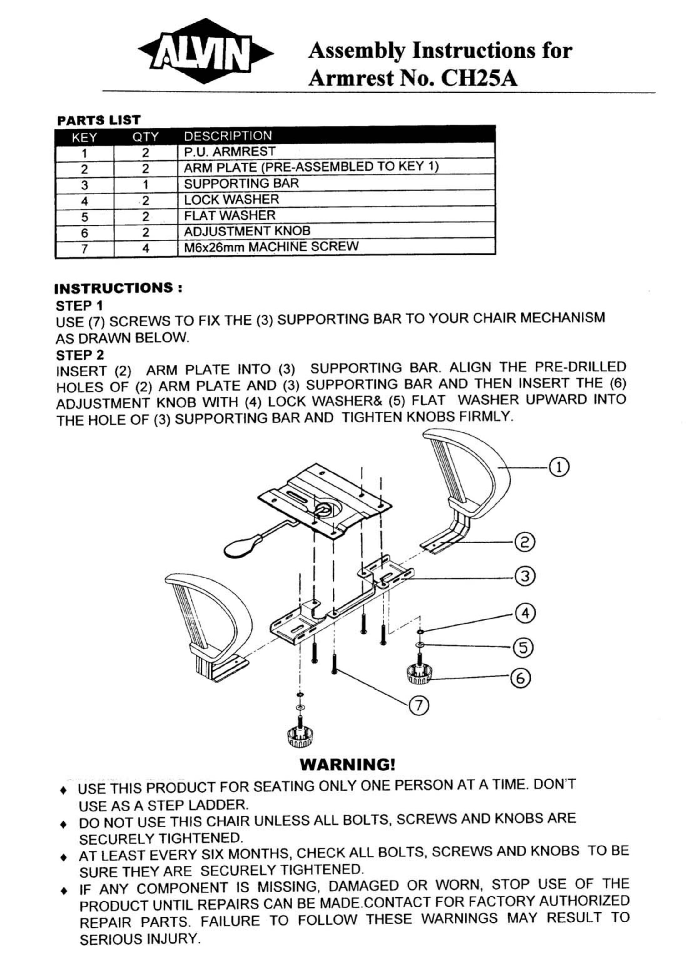 Alvin CH25A Patio Furniture User Manual