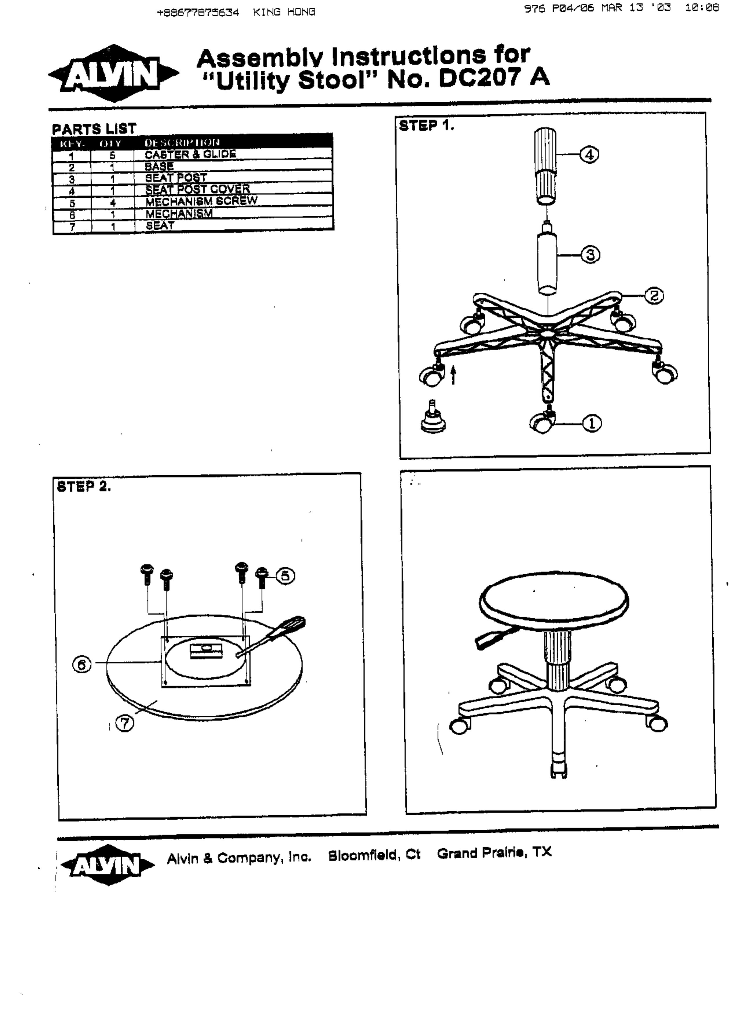 Alvin DC207A Patio Furniture User Manual