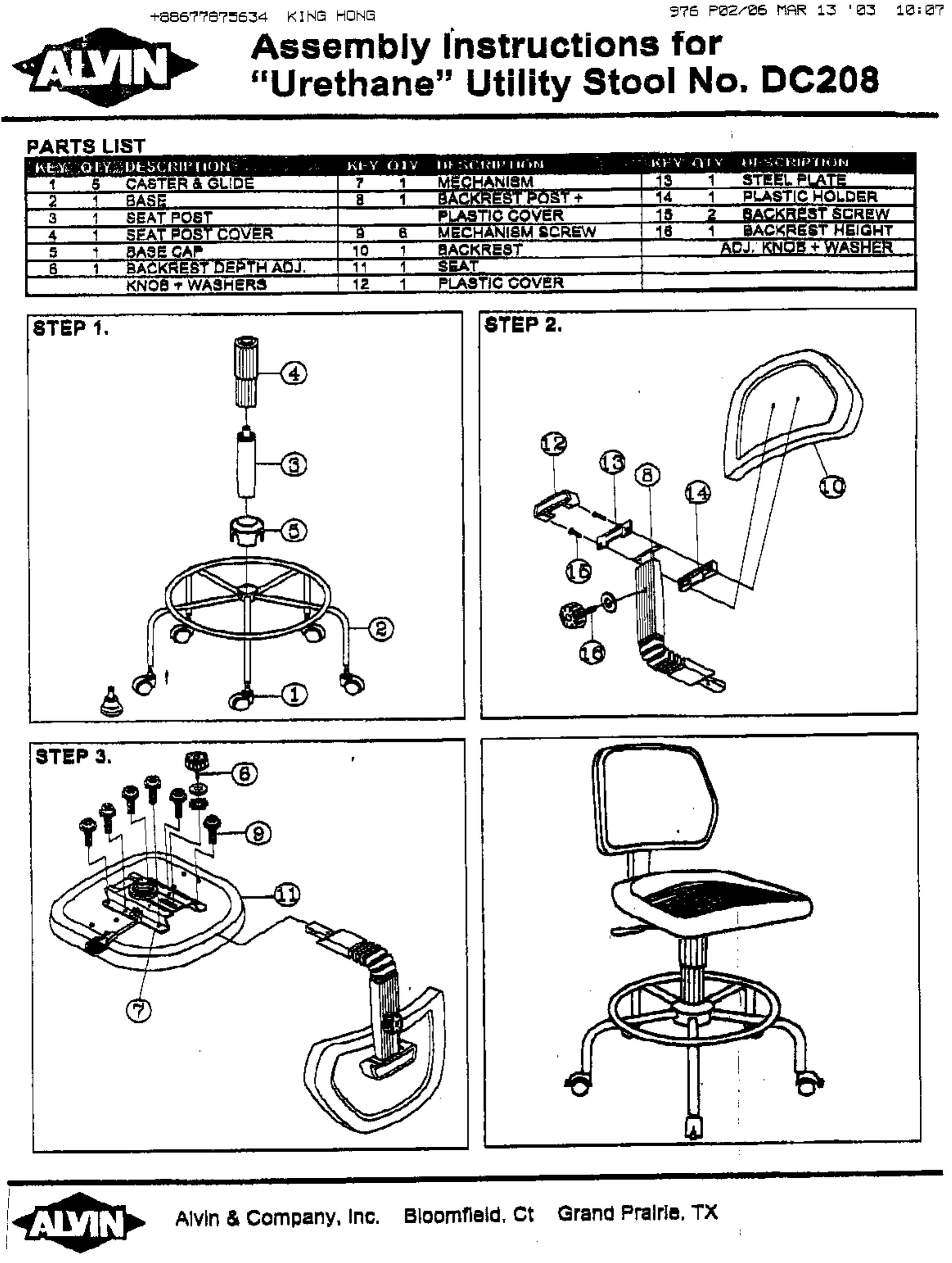 Alvin DC208 Patio Furniture User Manual