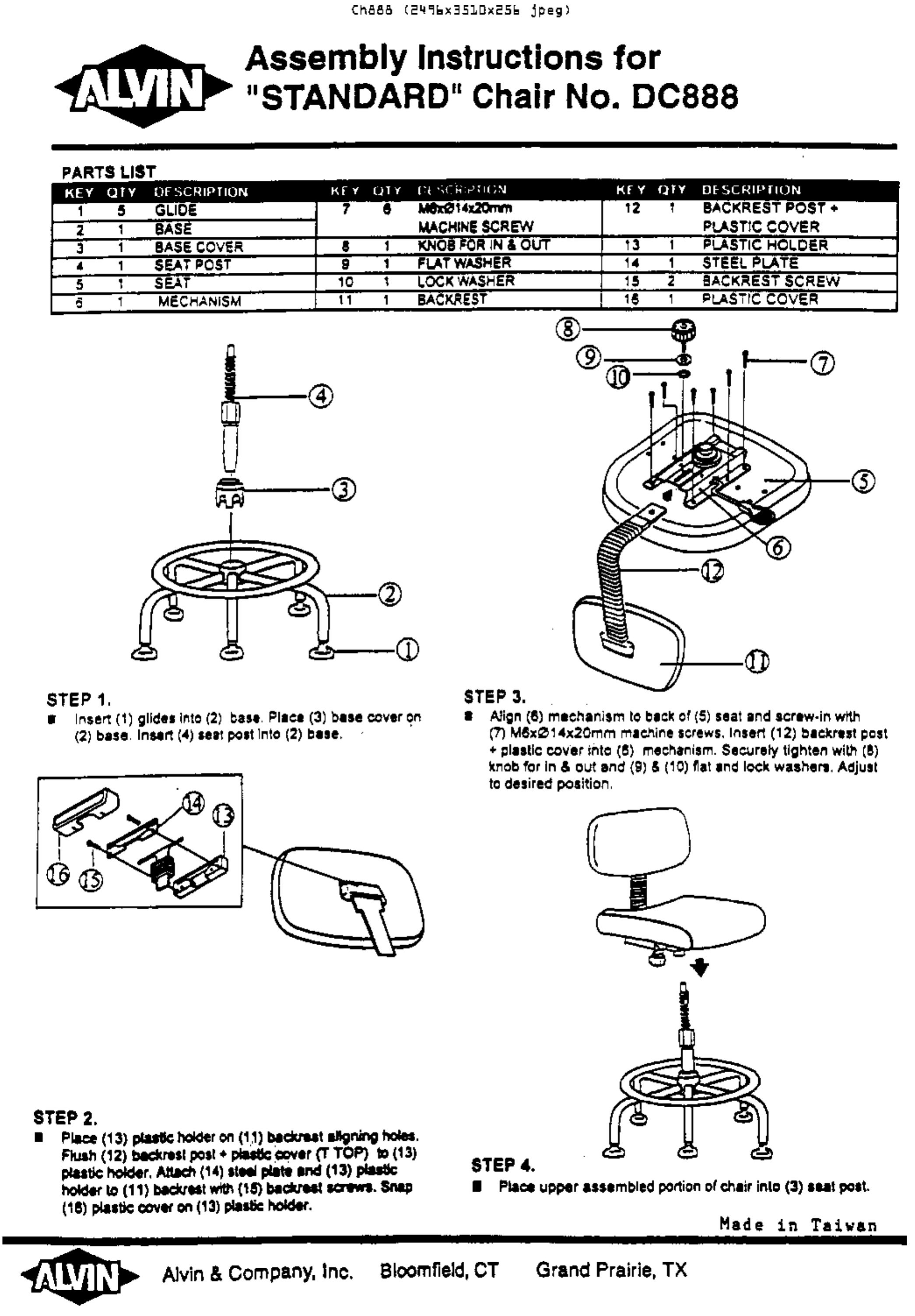 Alvin DC888 Patio Furniture User Manual