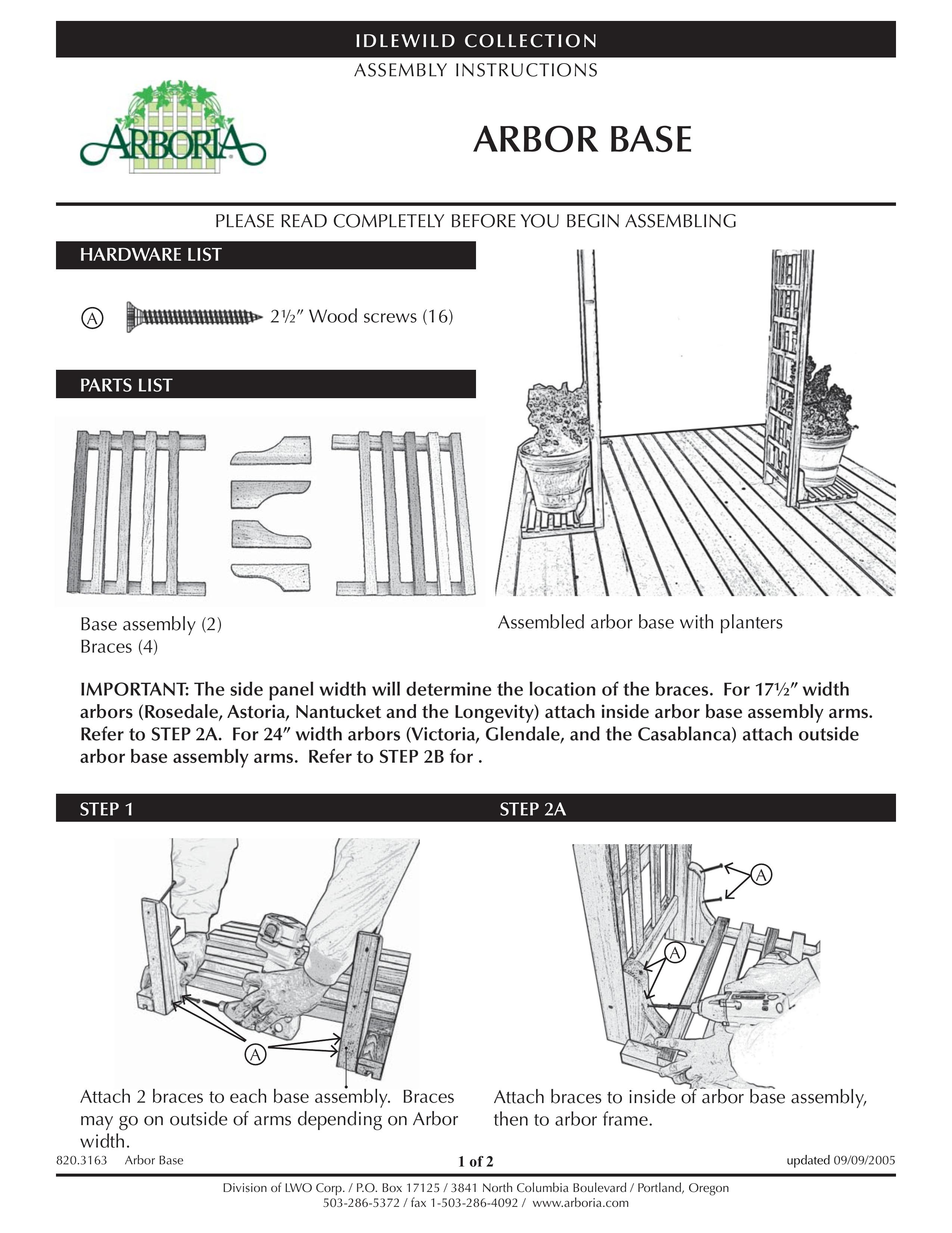 Arboria Arbor Base Patio Furniture User Manual