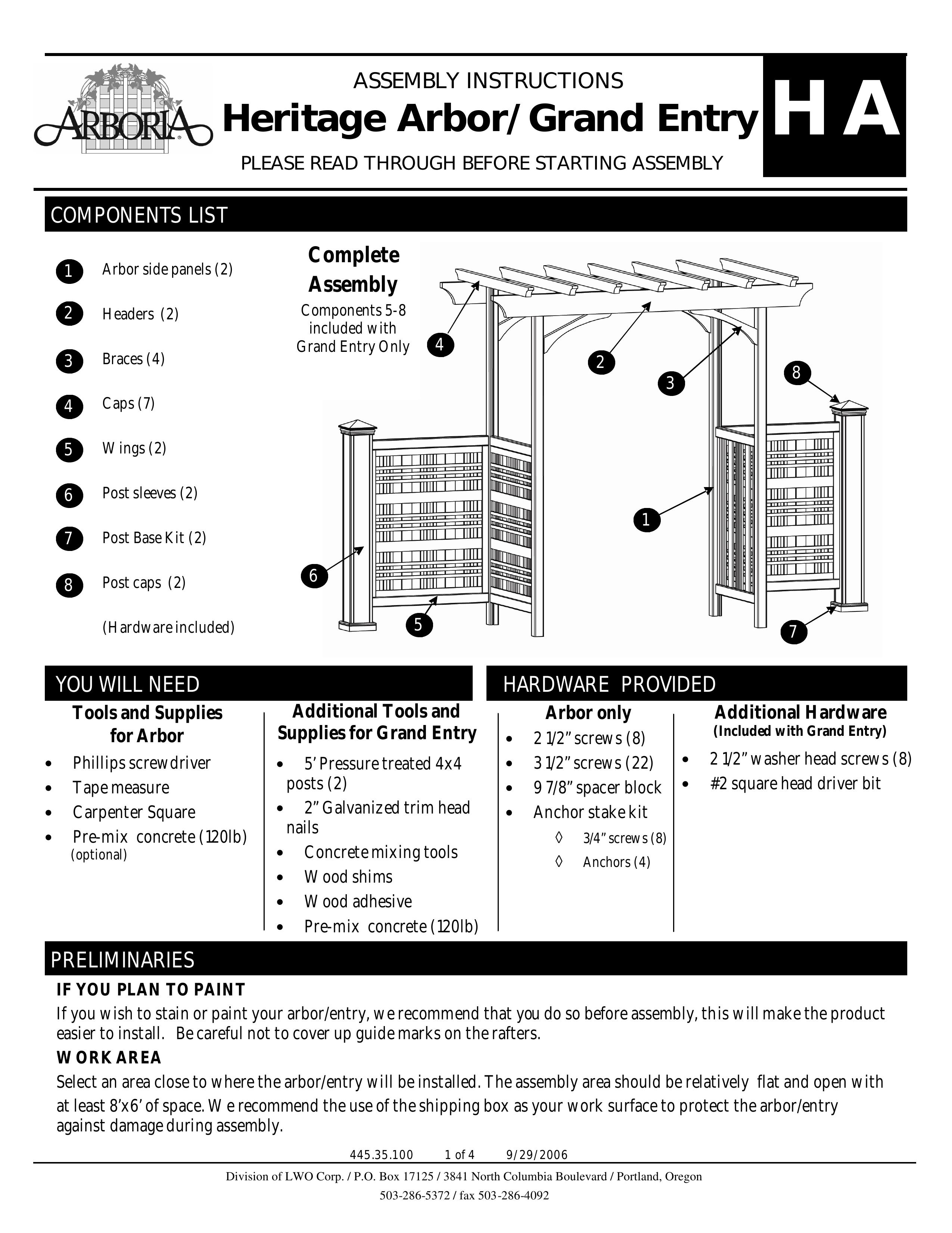 Arboria Heritage Arbor Patio Furniture User Manual