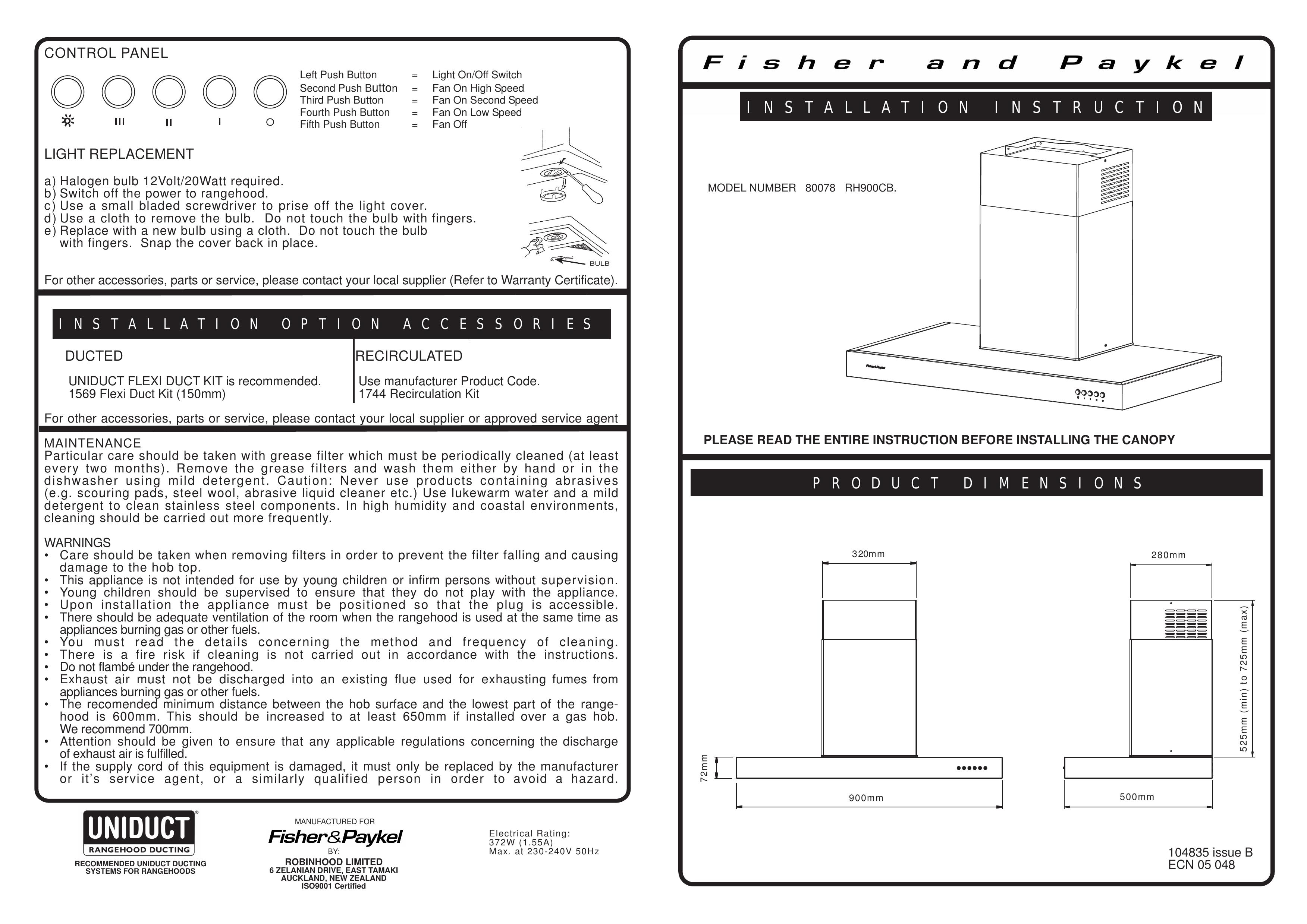 Fisher & Paykel 80078 Patio Furniture User Manual