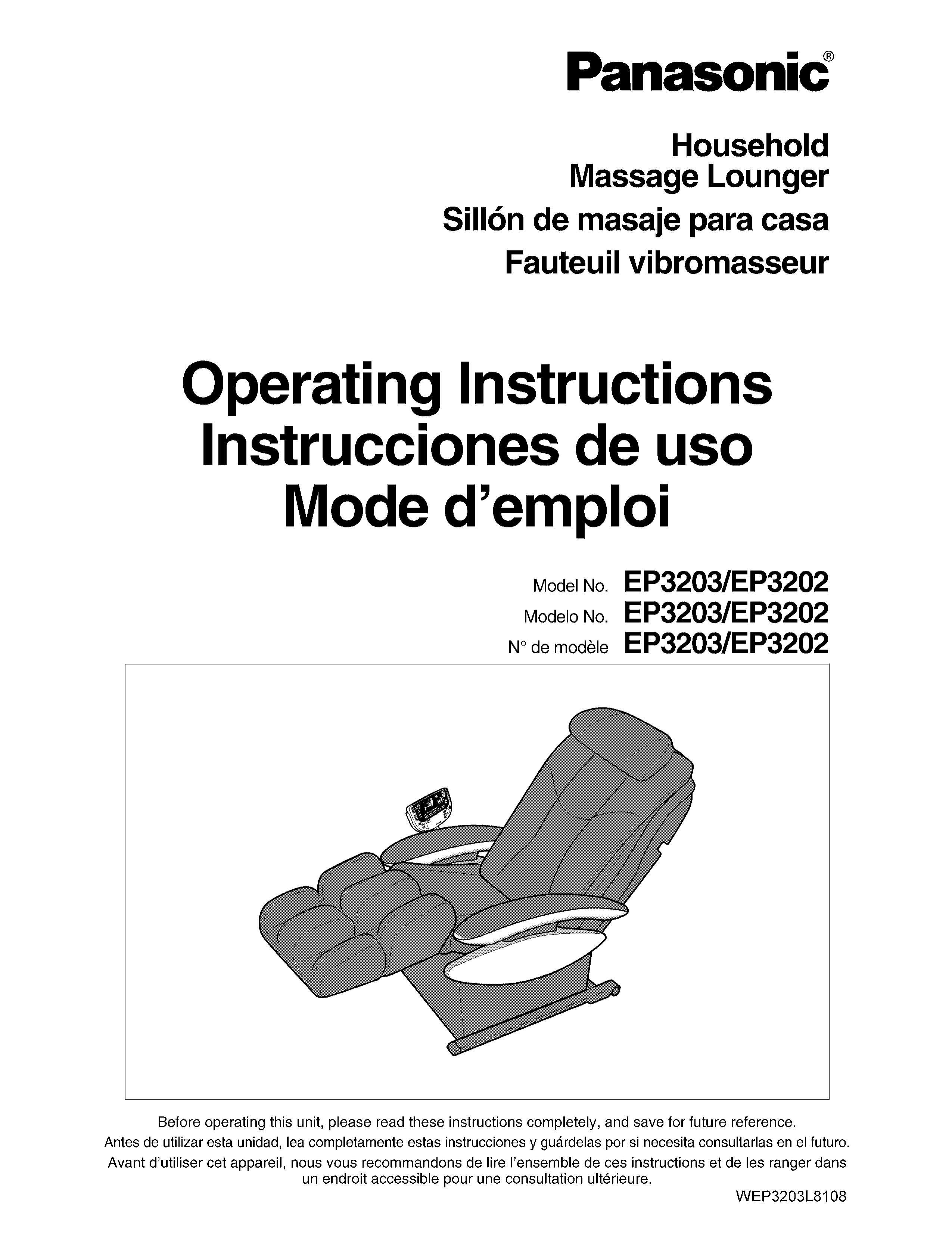 Panasonic EP3203 Patio Furniture User Manual
