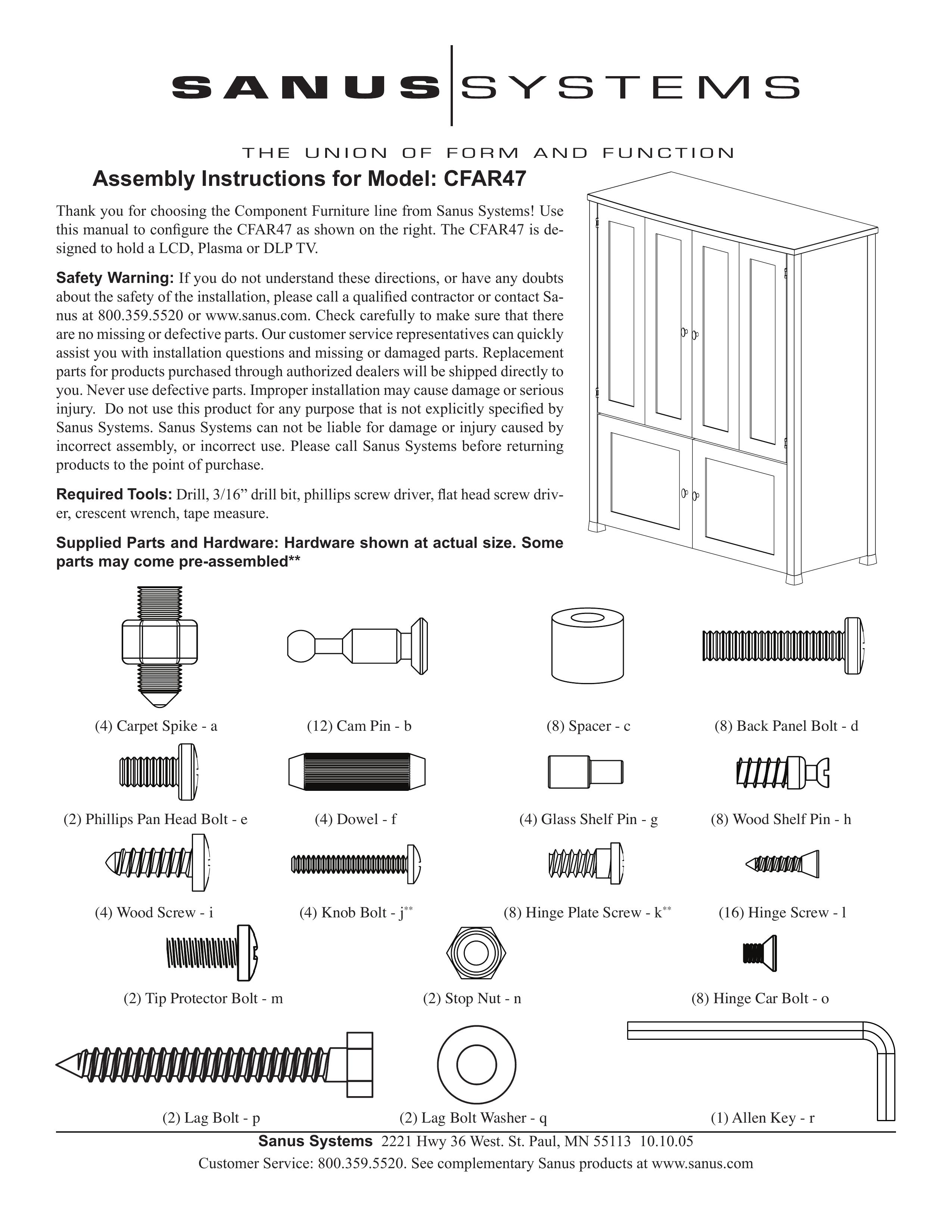 Sanus Systems CFAR47 Patio Furniture User Manual