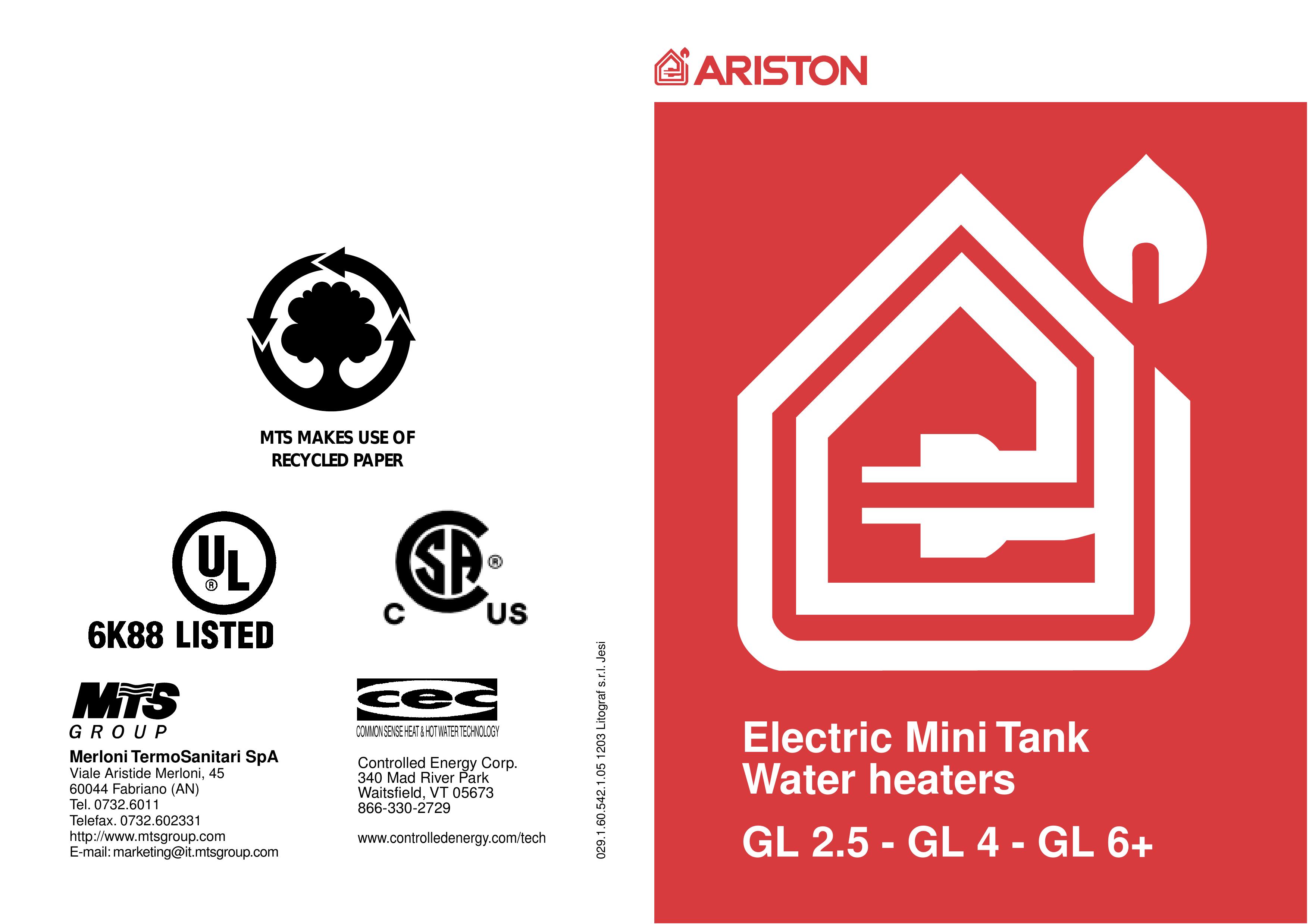 Ariston GL 2.5 Patio Heater User Manual