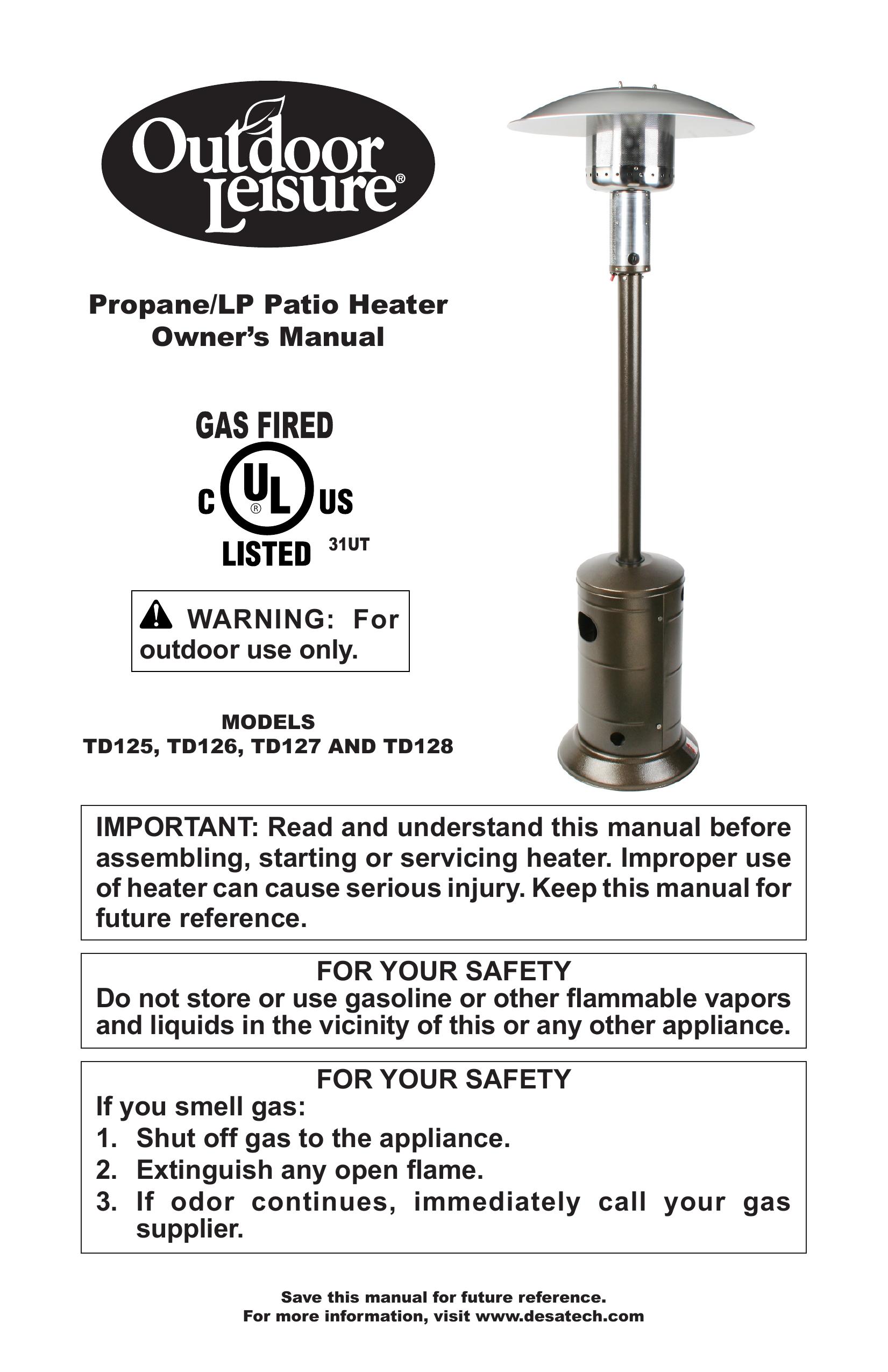 Desa Td125, Td126, Td127, Td128 Patio Heater User Manual