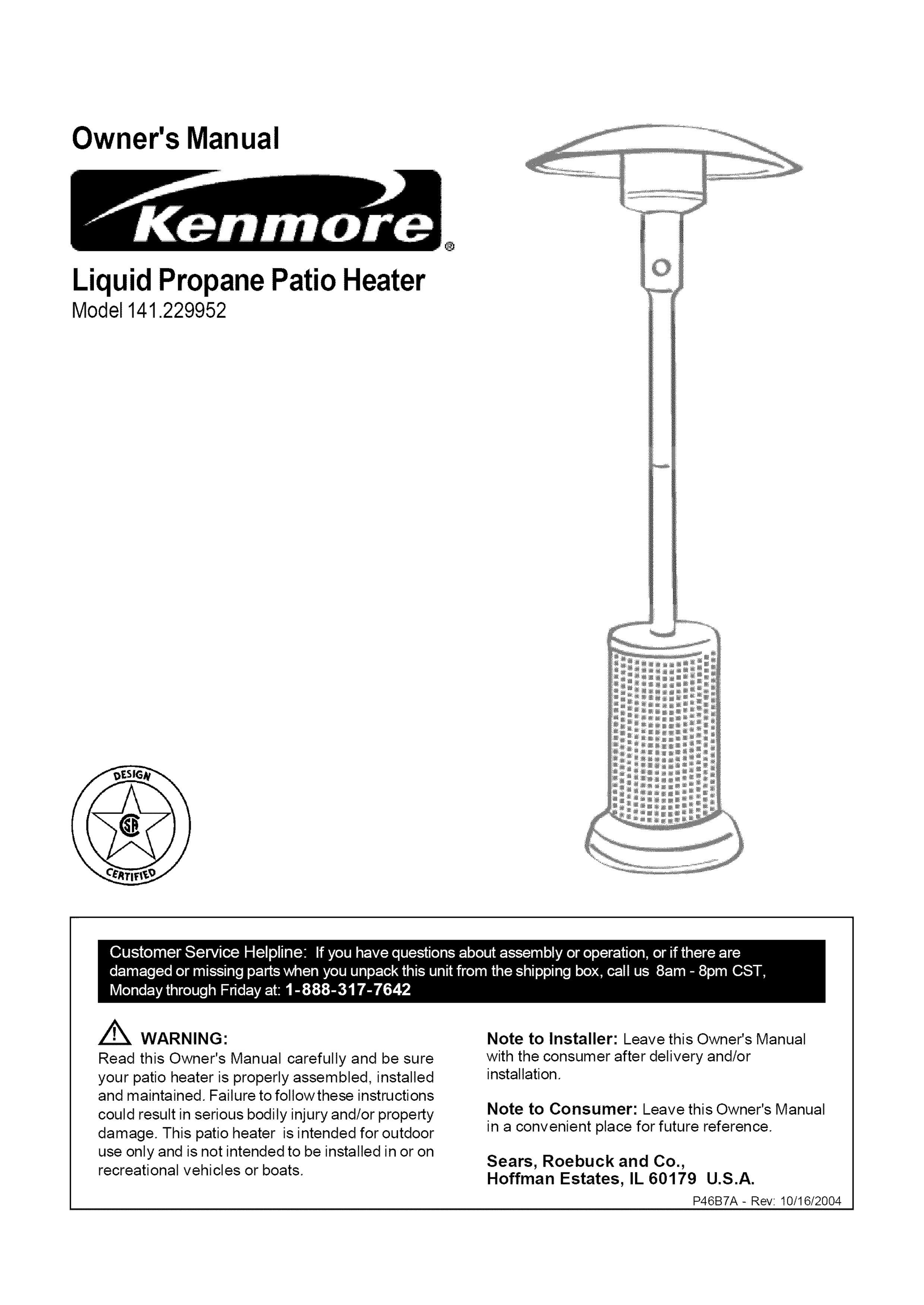 Kenmore 141.229952 Patio Heater User Manual