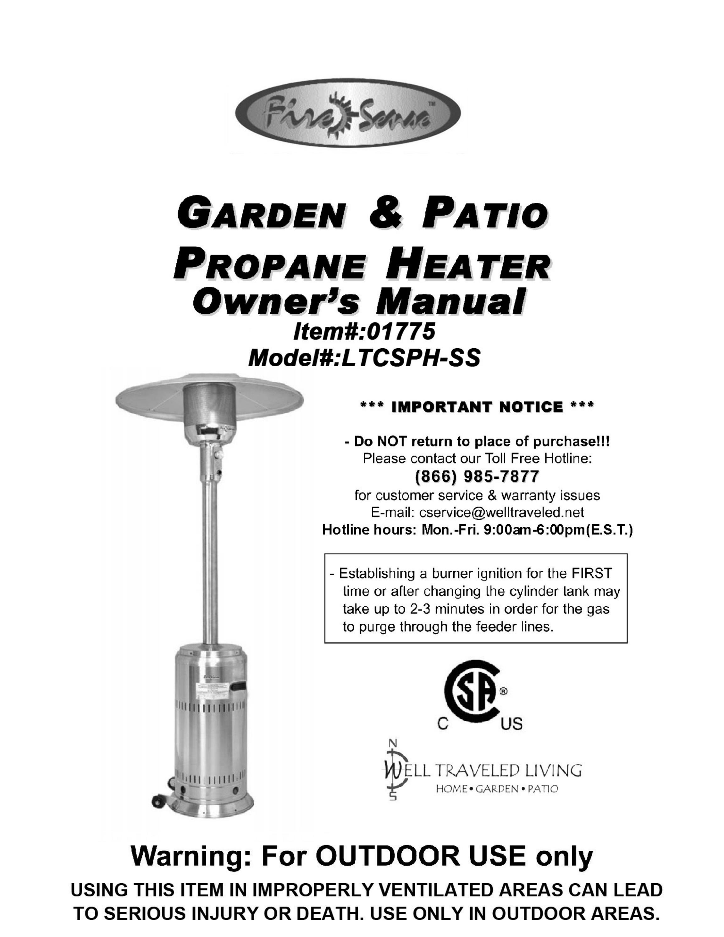 Well Traveled Living 01775 Patio Heater User Manual
