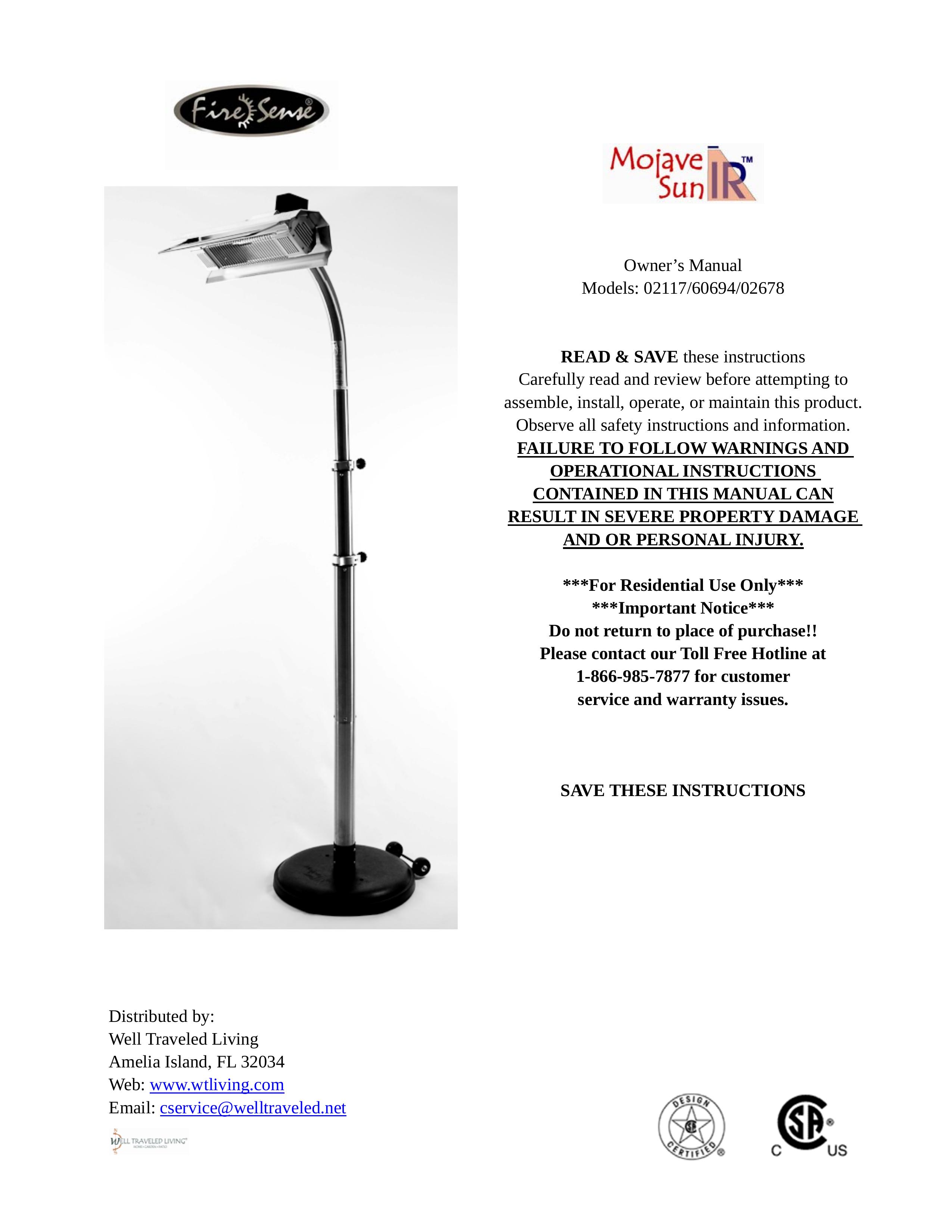 Well Traveled Living 02678 Patio Heater User Manual