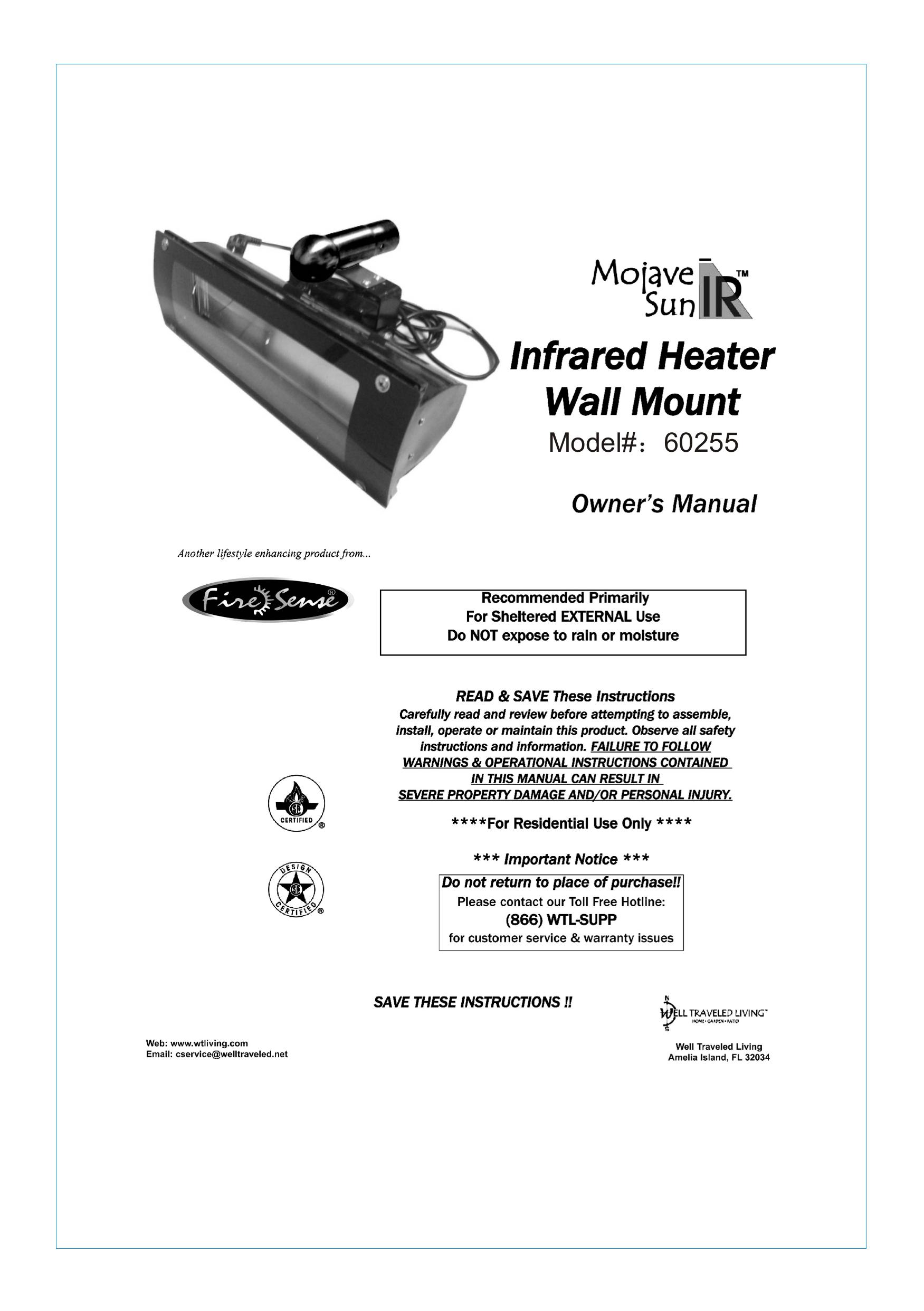Well Traveled Living 60255 Patio Heater User Manual