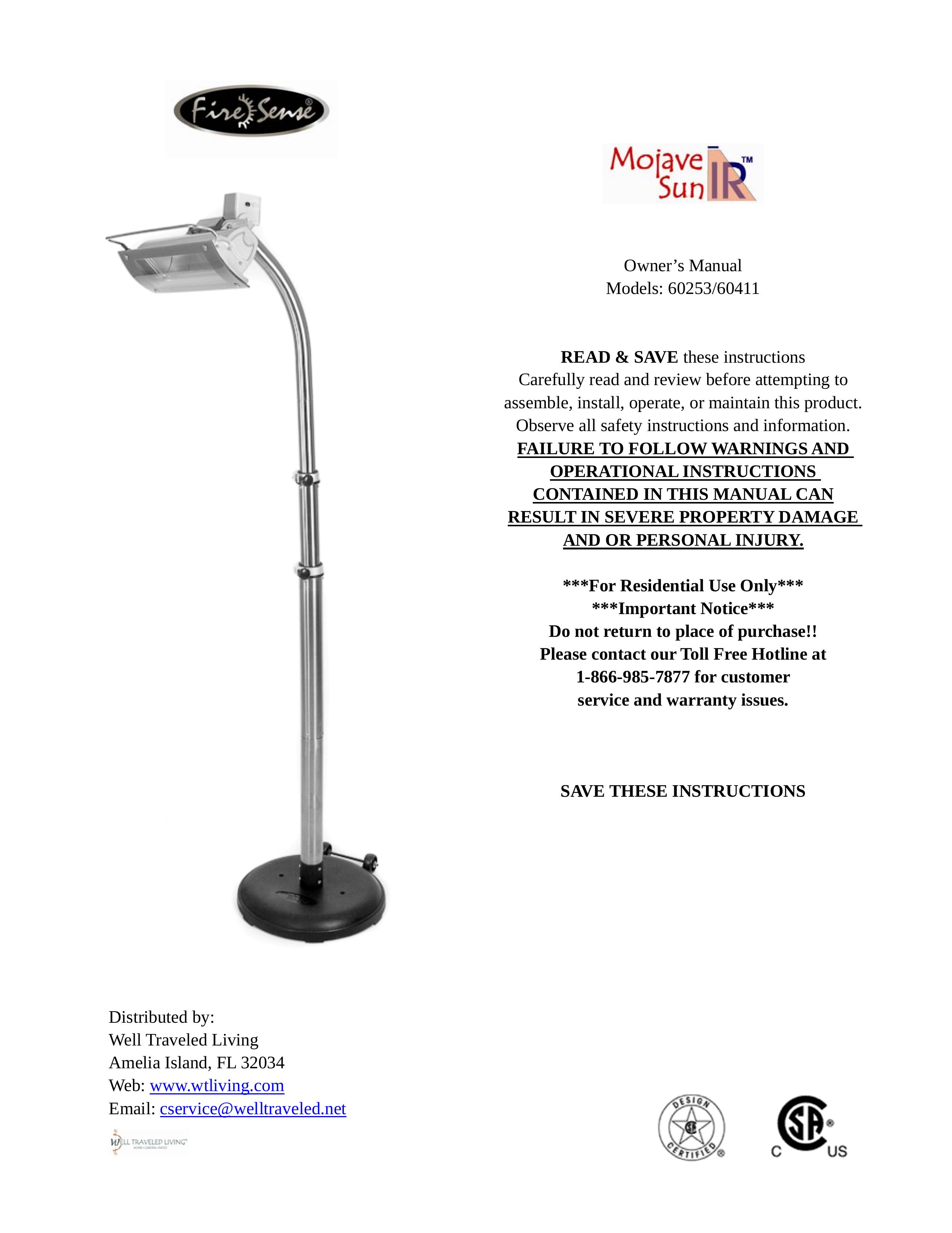 Well Traveled Living 60411 Patio Heater User Manual