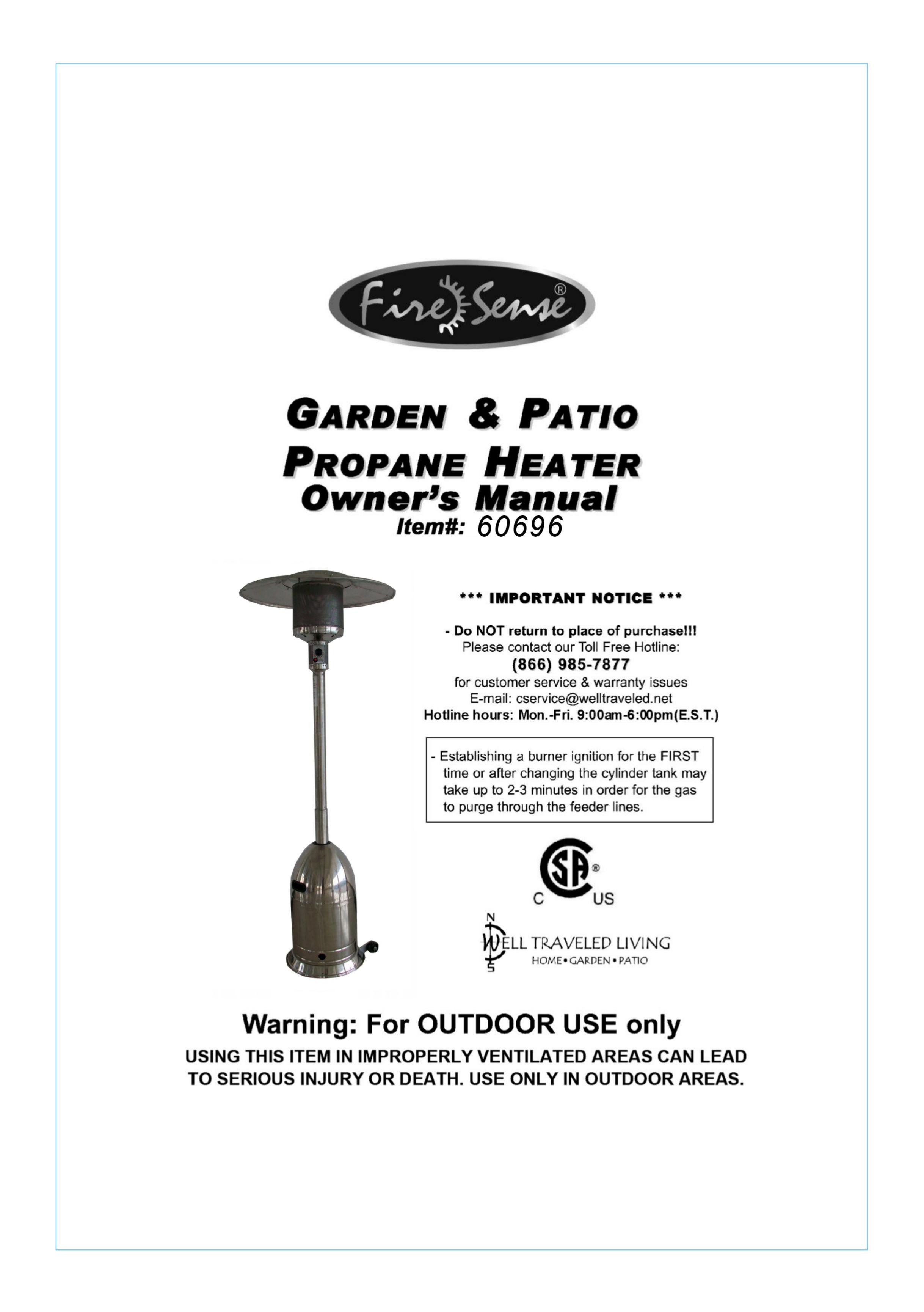 Well Traveled Living 60696 Patio Heater User Manual