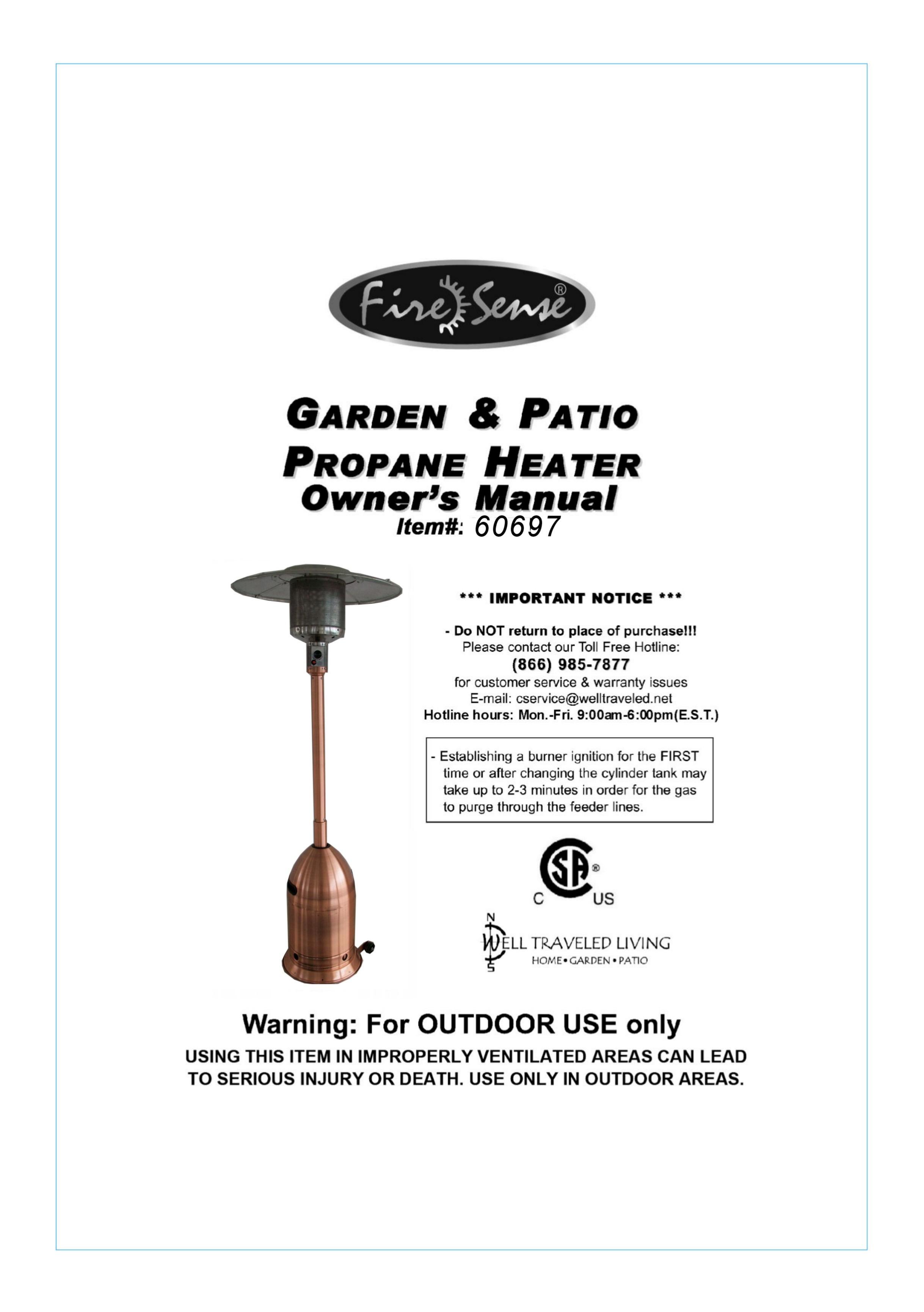 Well Traveled Living 60697 Patio Heater User Manual