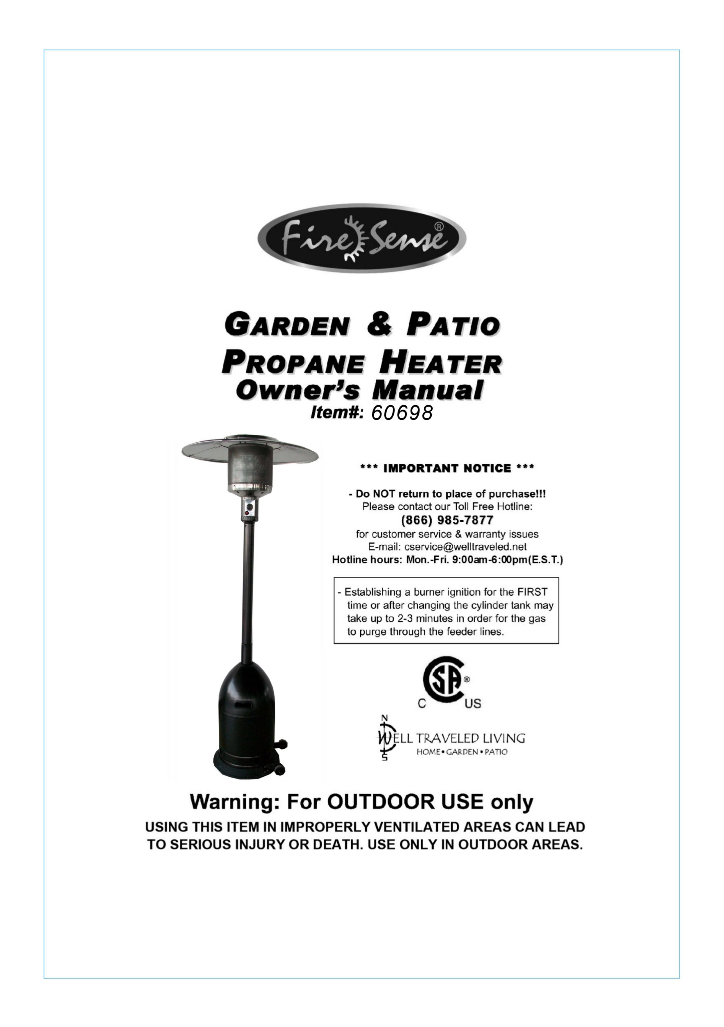 Well Traveled Living 60698 Patio Heater User Manual