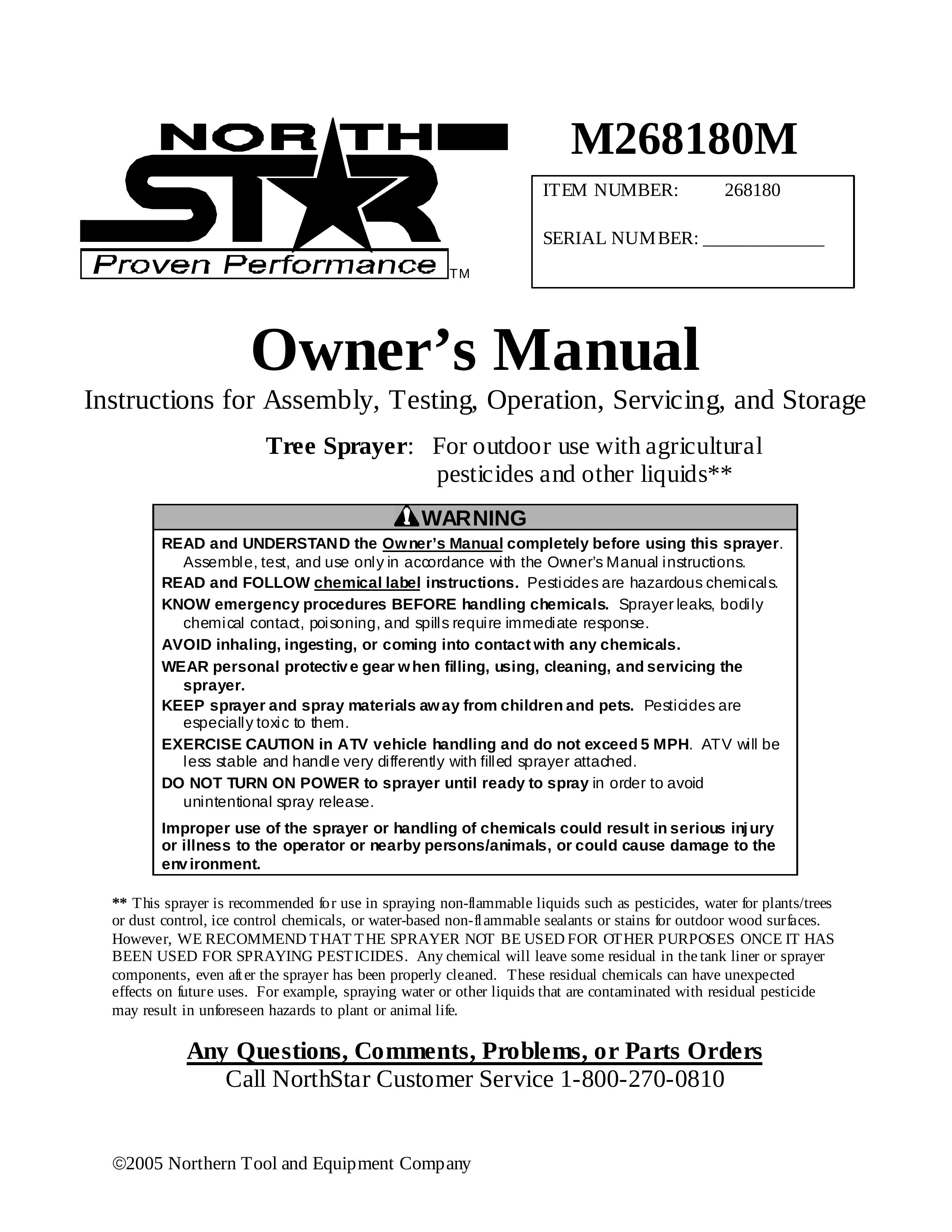 North Star M268180M Pest Control Equipment User Manual