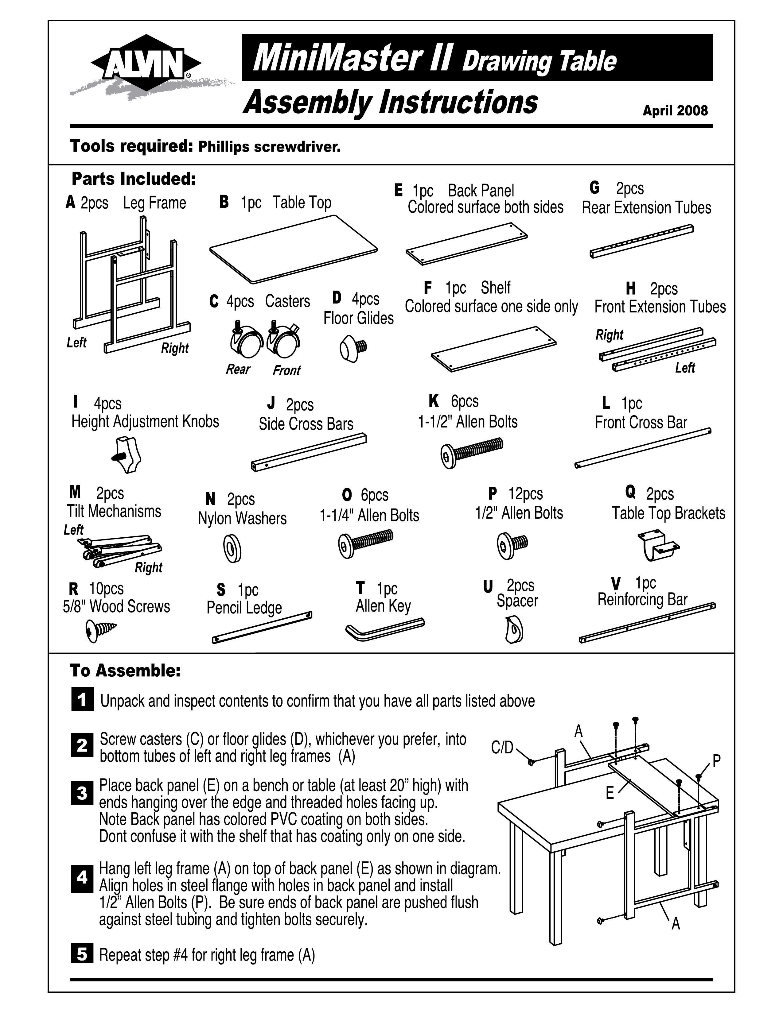 Alvin Drawing Table Picnic Table User Manual