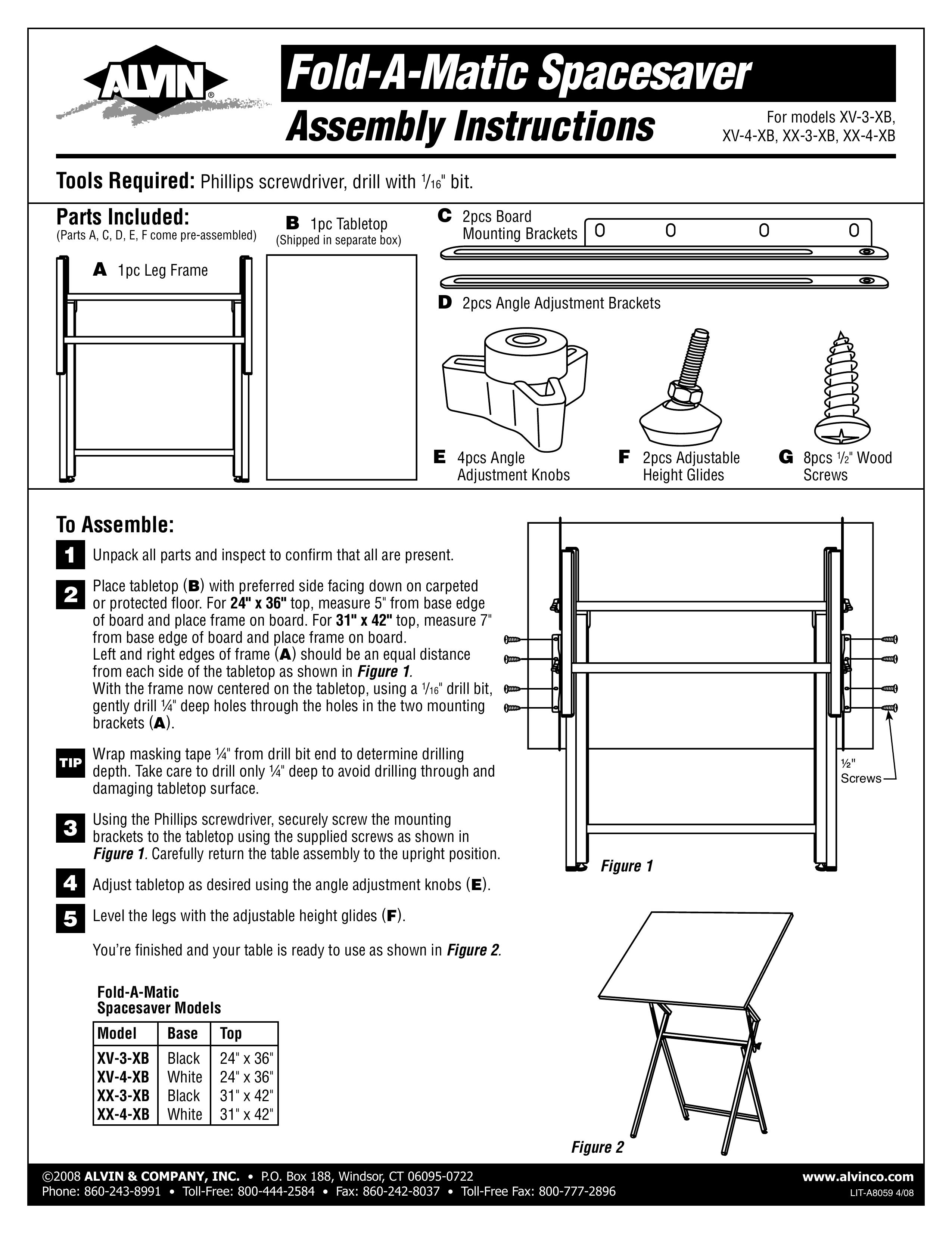Alvin XV-3-XB Picnic Table User Manual