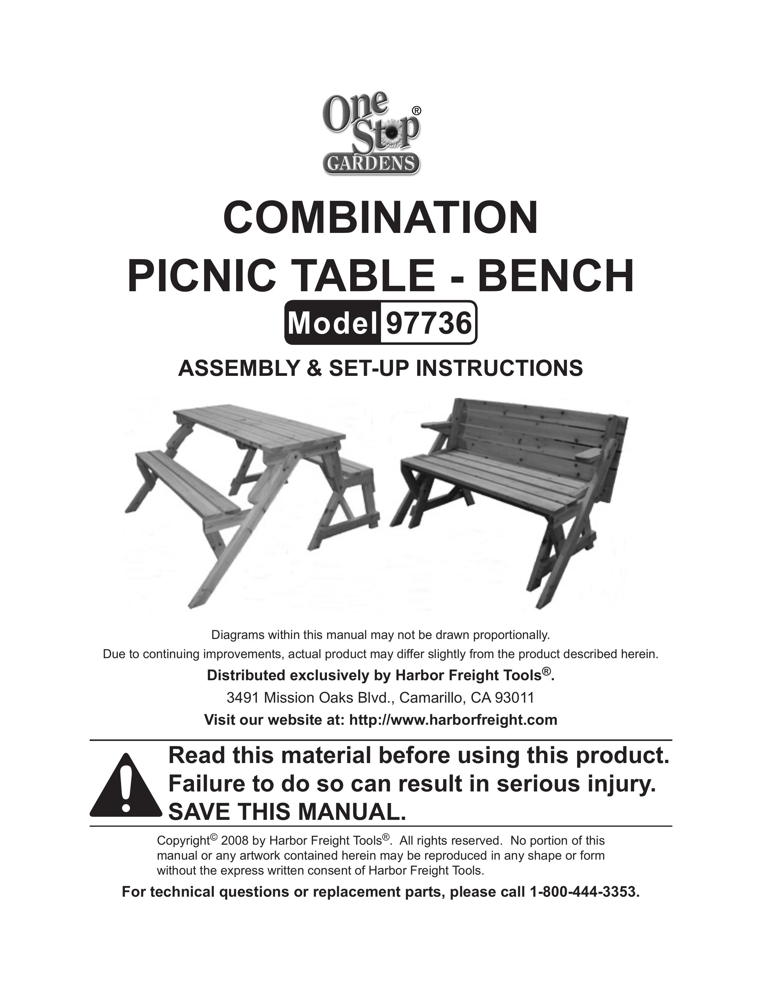 Harbor Freight Tools 97736 Picnic Table User Manual