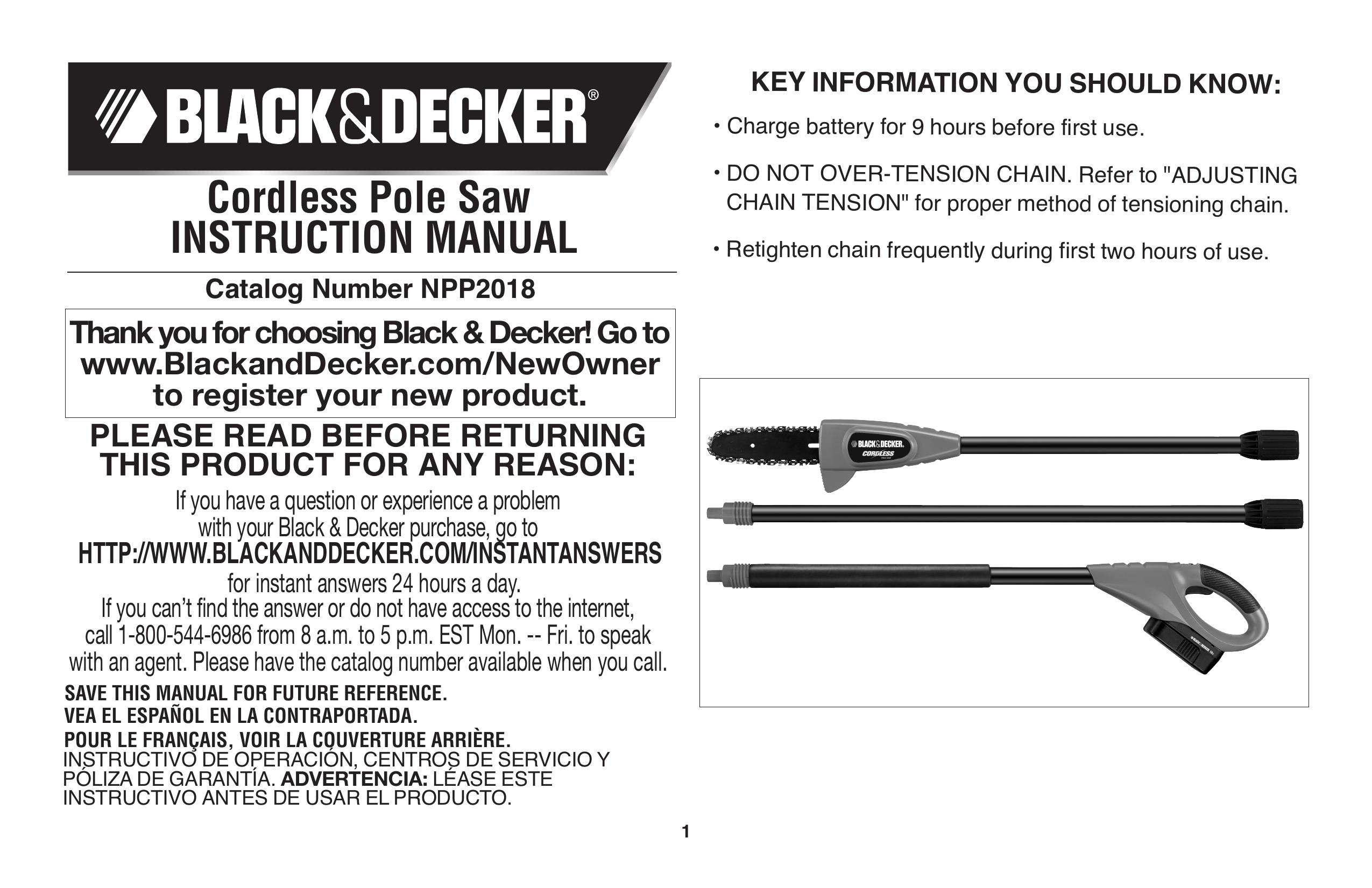 Black & Decker NPP2018 Pole Saw User Manual