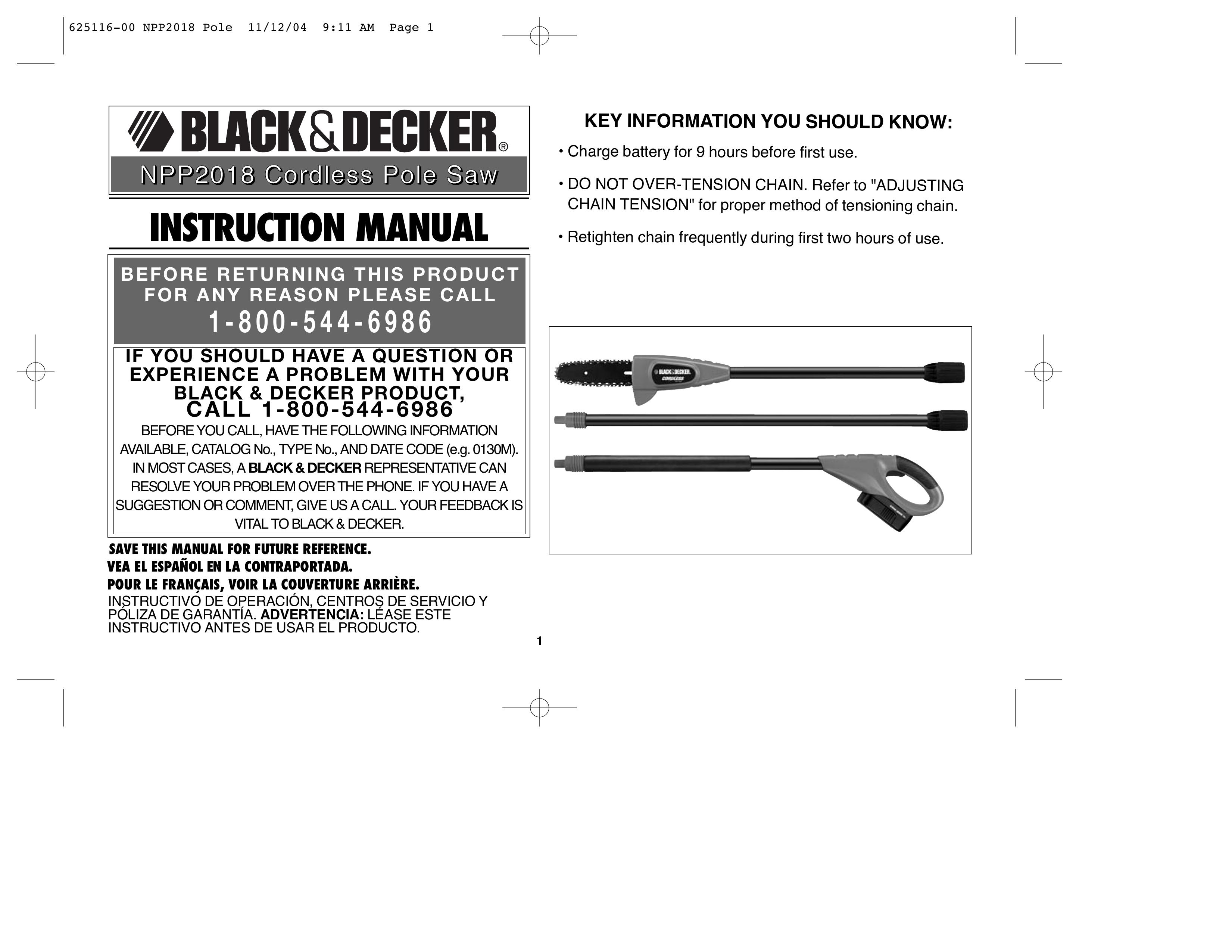 Black & Decker NPP2018 Pole Saw User Manual