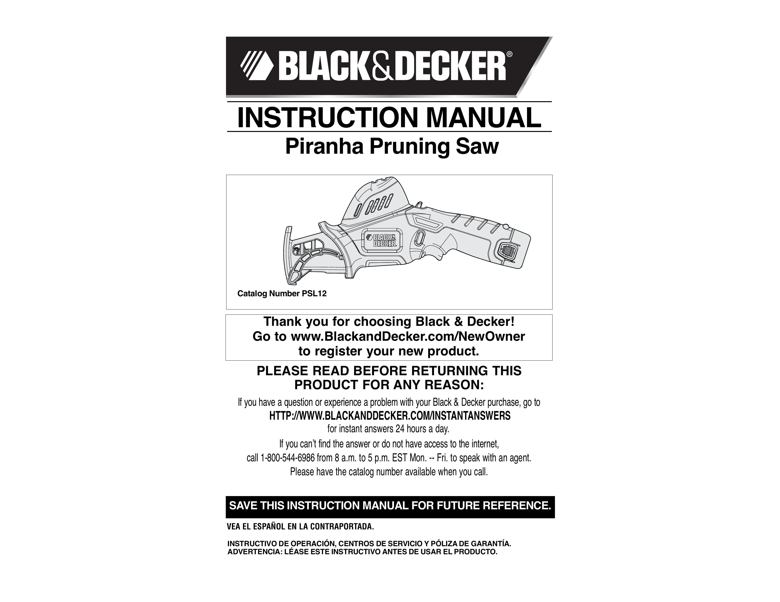 Black & Decker PSL12 Pole Saw User Manual