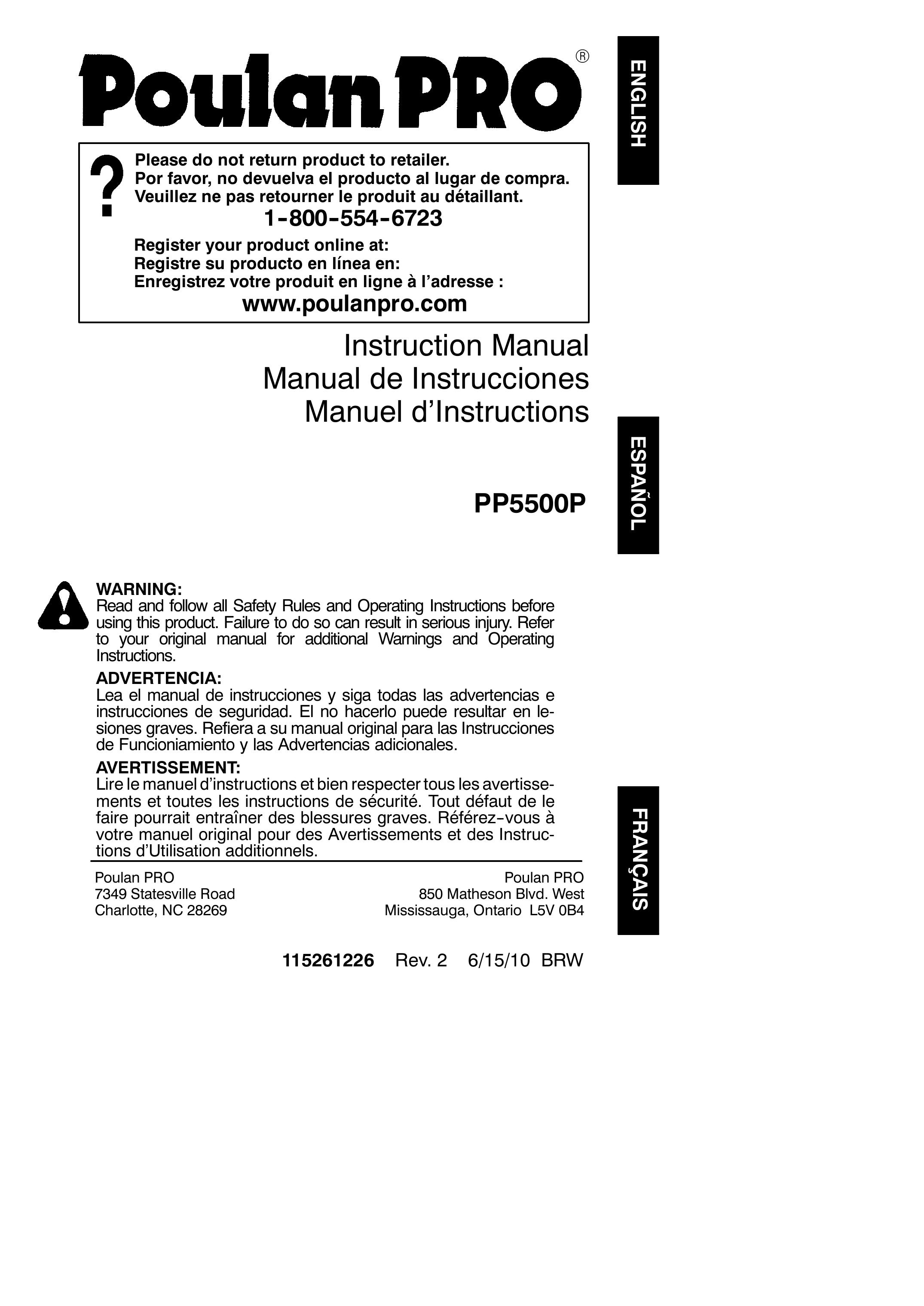 Poulan 115261226 Pole Saw User Manual