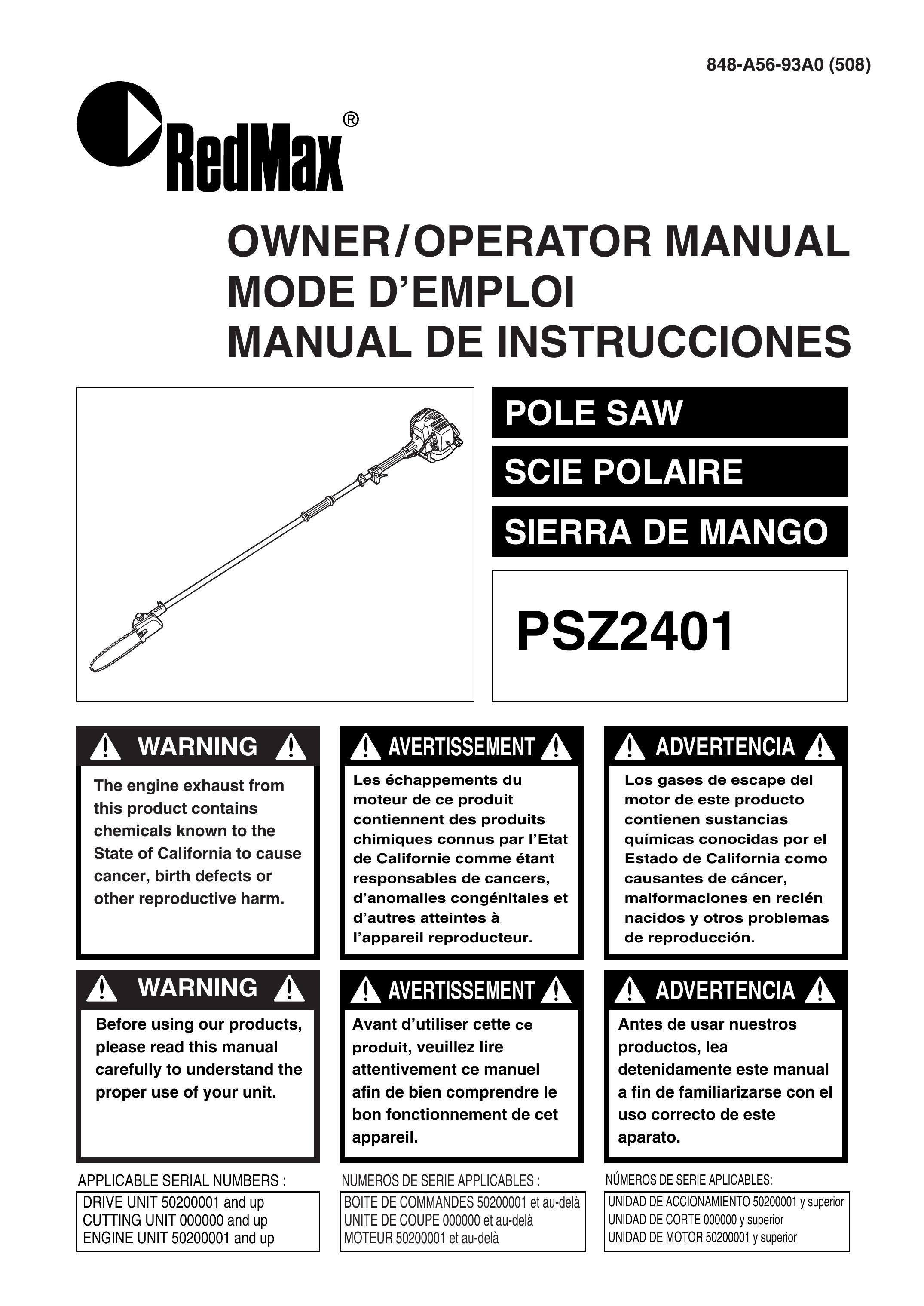 RedMax PSZ2401 Pole Saw User Manual