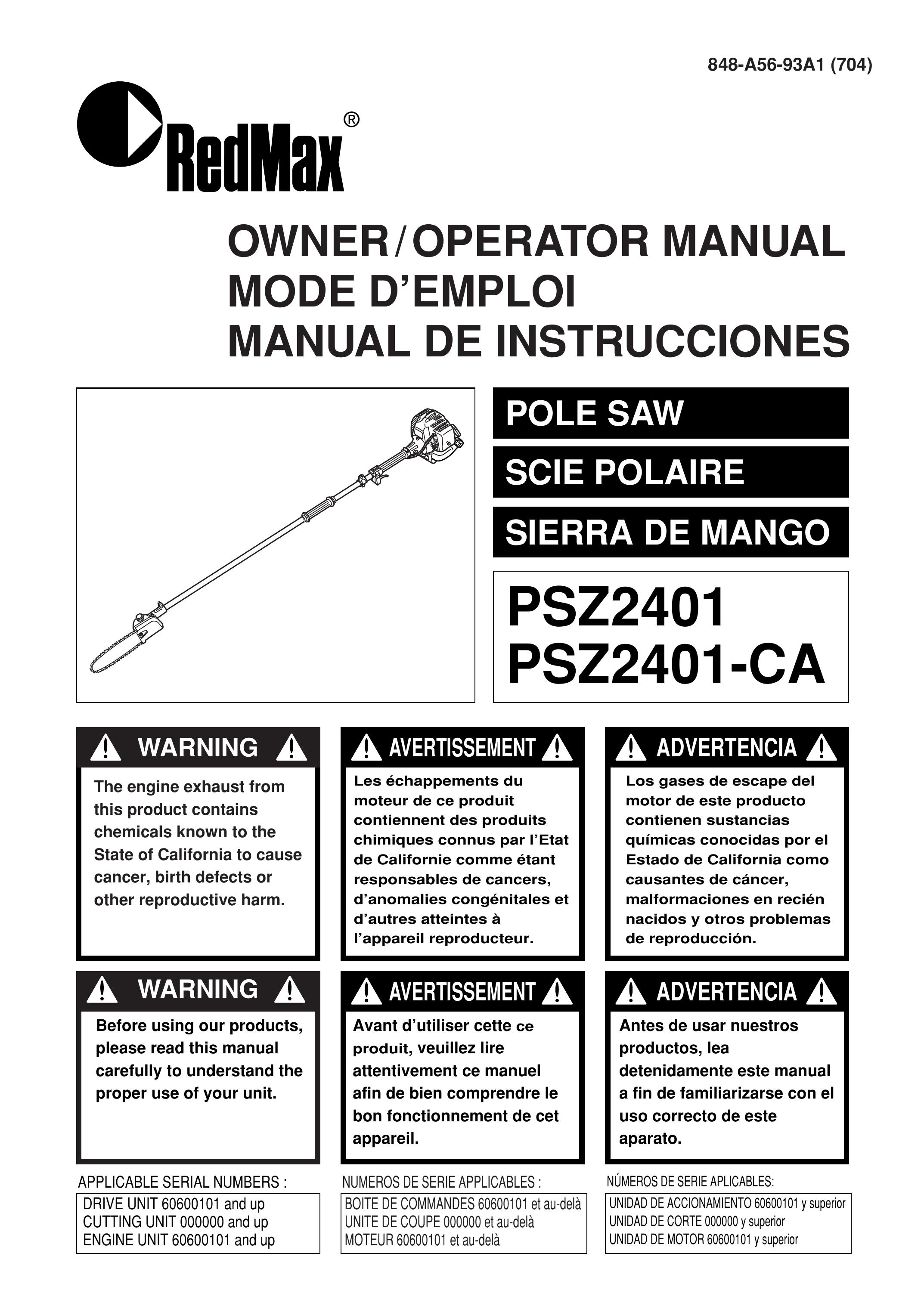 Zenoah PSZ2401, PSZ2401-CA Pole Saw User Manual