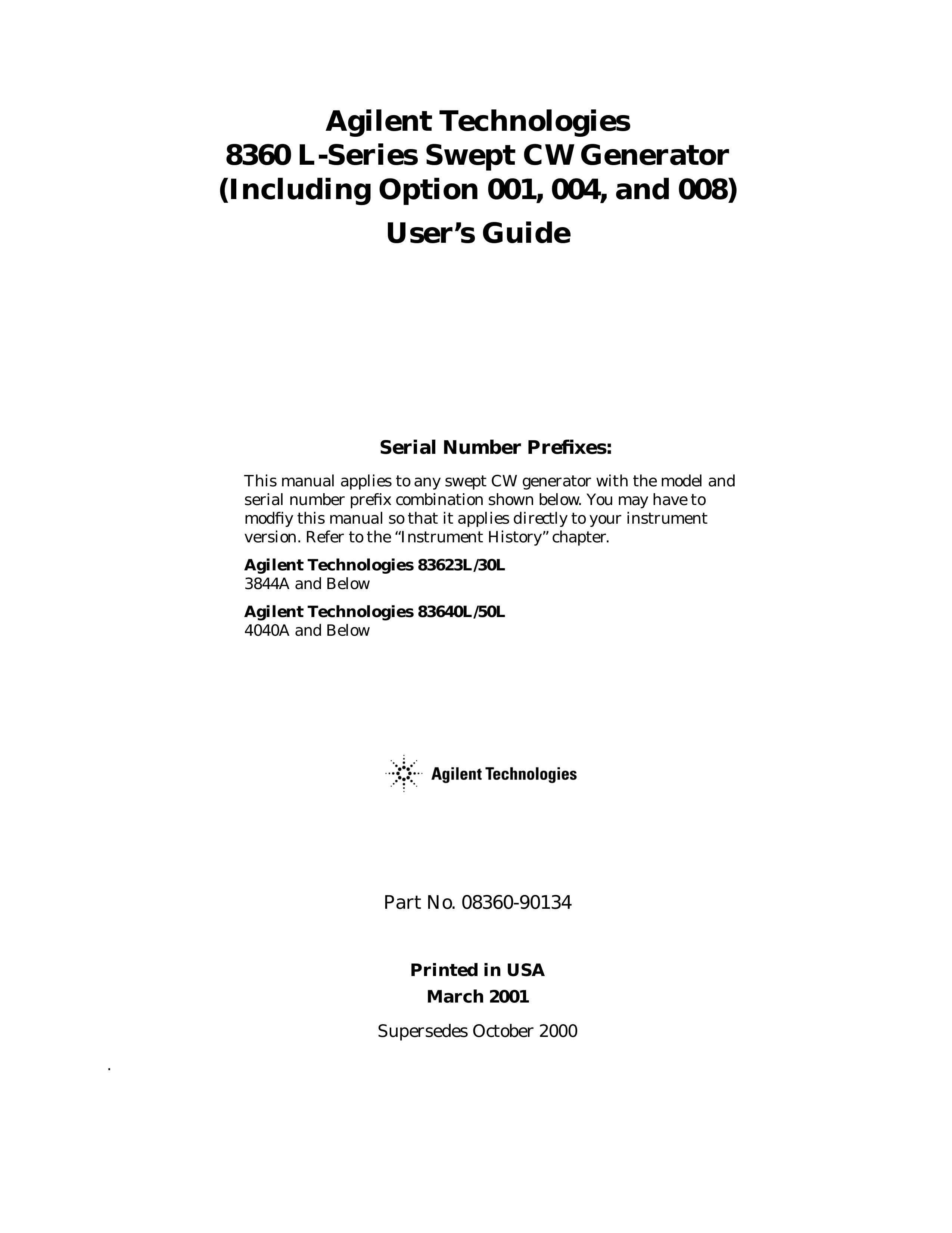 Agilent Technologies 8360 Portable Generator User Manual